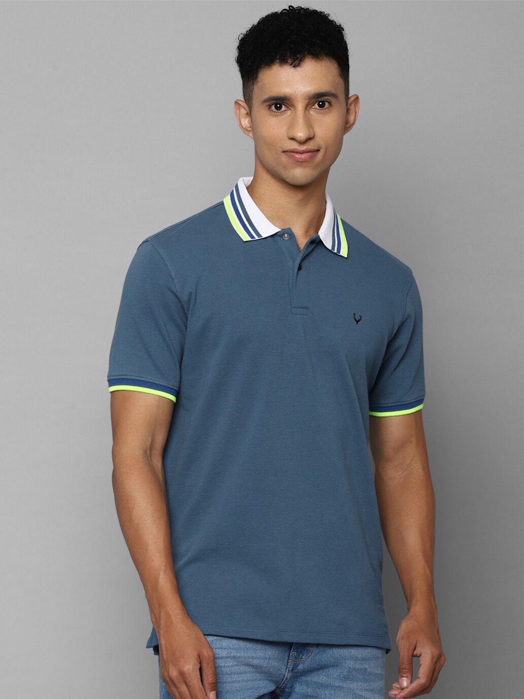 

Allen Solly Sport Men Blue Polo Collar Regular T-shirt