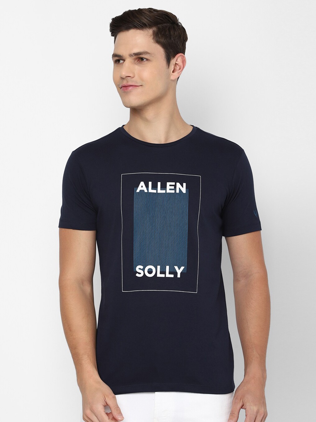 

Allen Solly Sport Men Navy Blue Typography Printed T-shirt