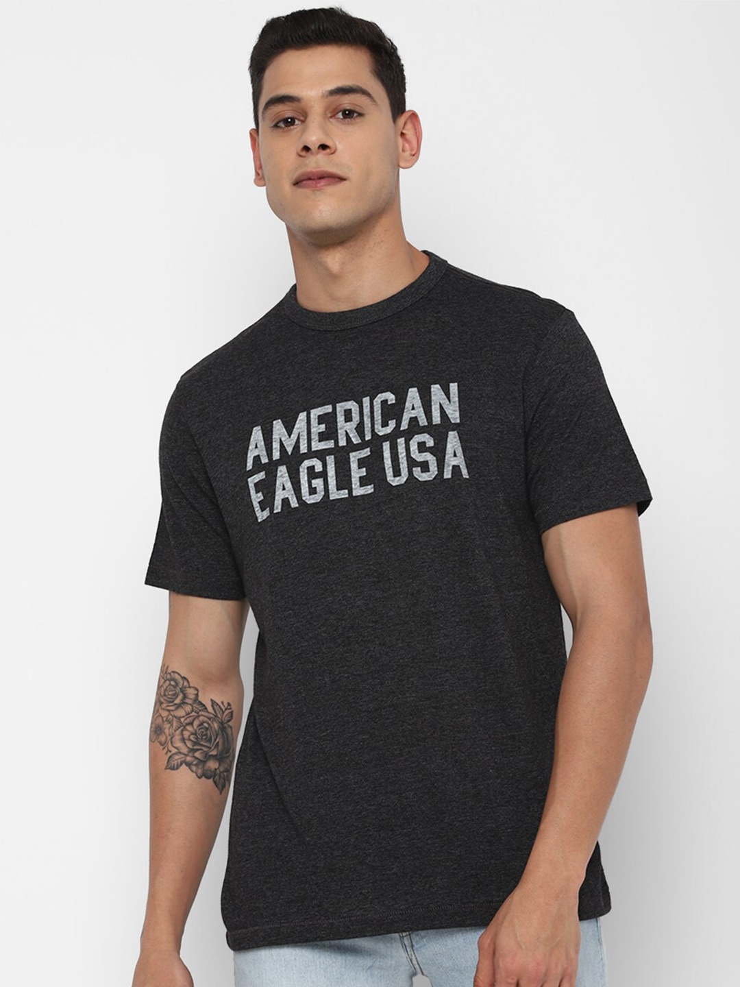 

AMERICAN EAGLE OUTFITTERS Men Black Typography Printed T-shirt