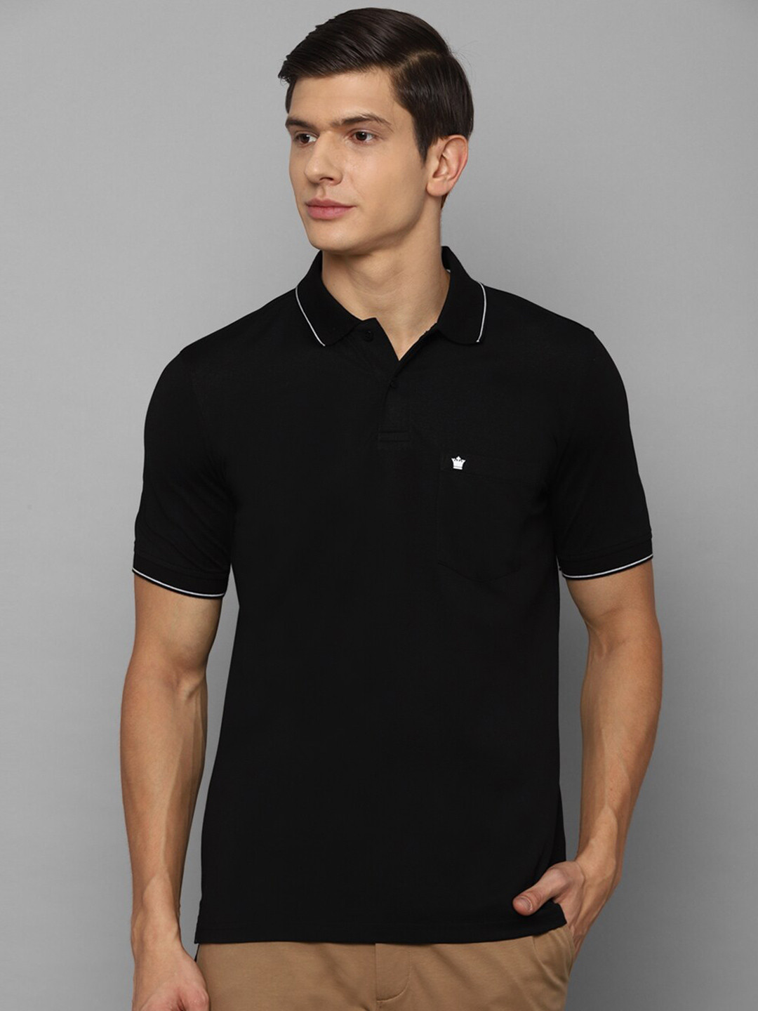 

Louis Philippe Men Black Solid Polo Collar T-shirt