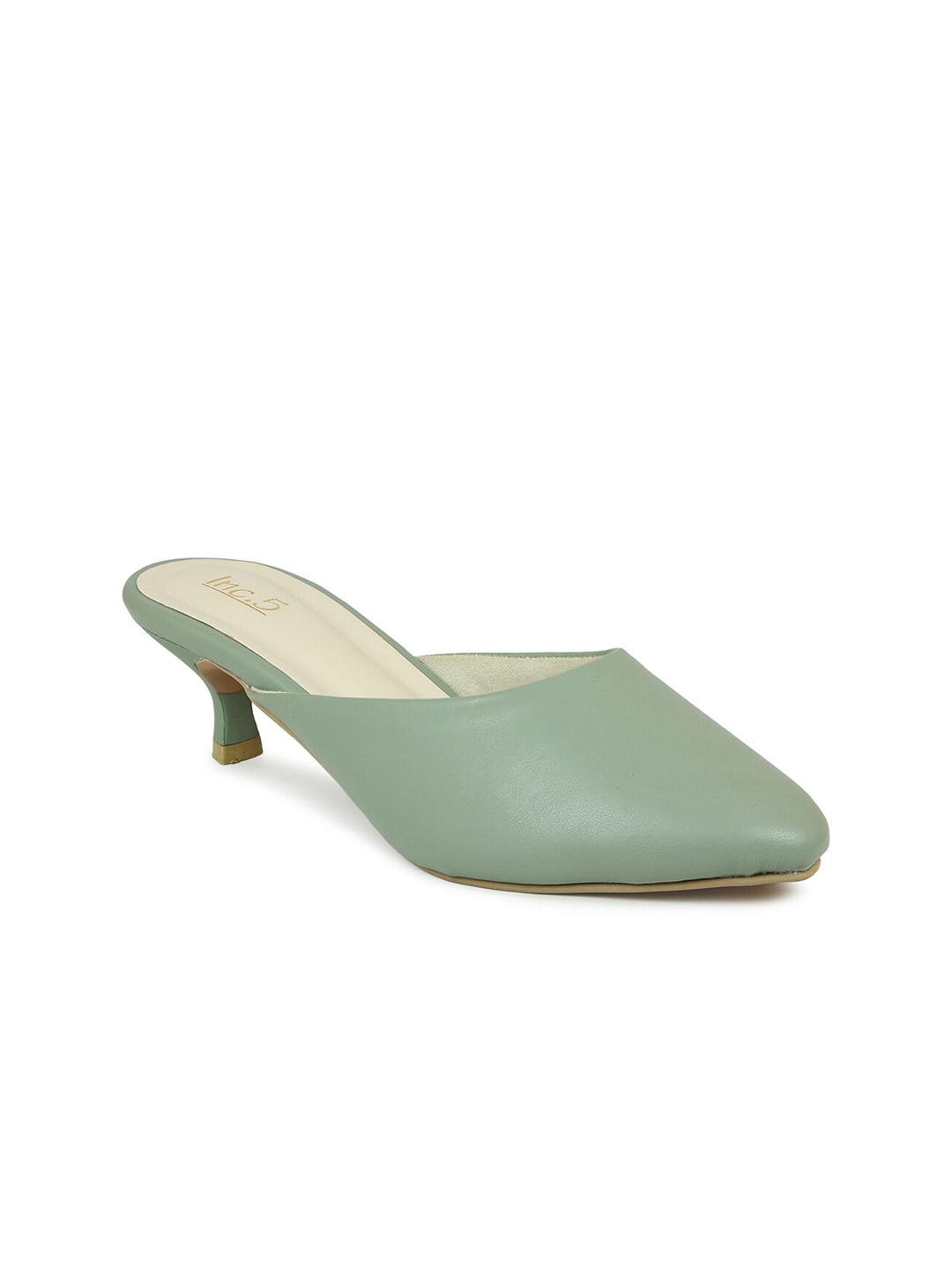 

Inc 5 Women Pastel Green Solid Party Kitten Mules