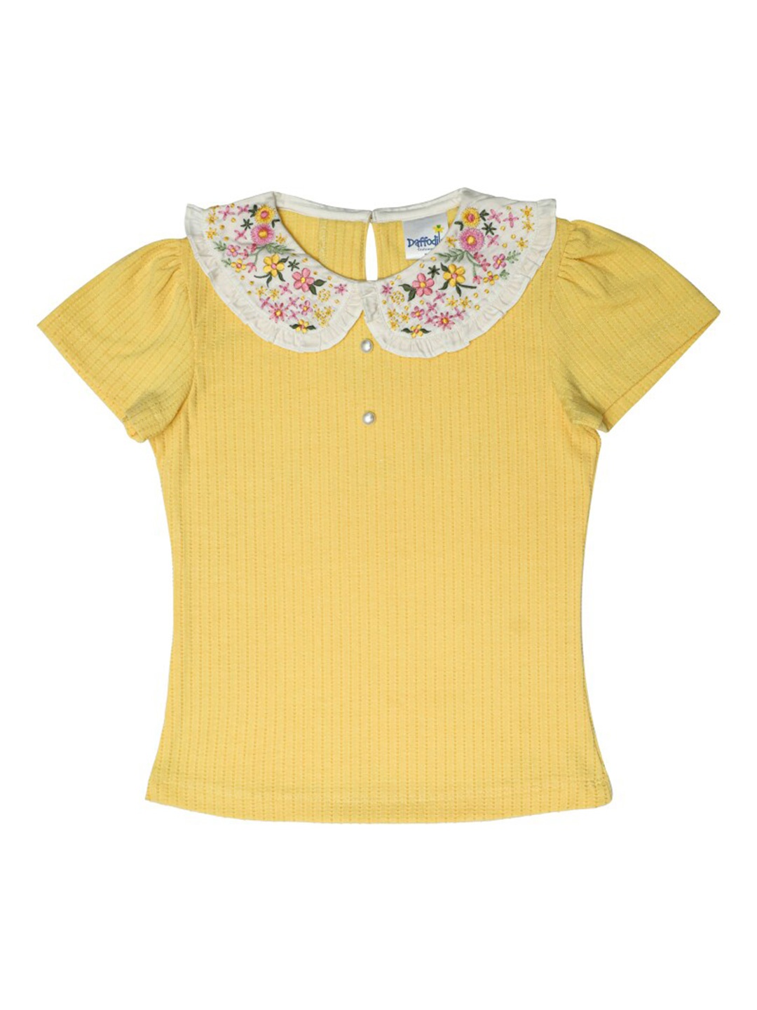 

Daffodils GIRLS WEAR Yellow Embellished Peter Pan Collar Top 80% Cotton