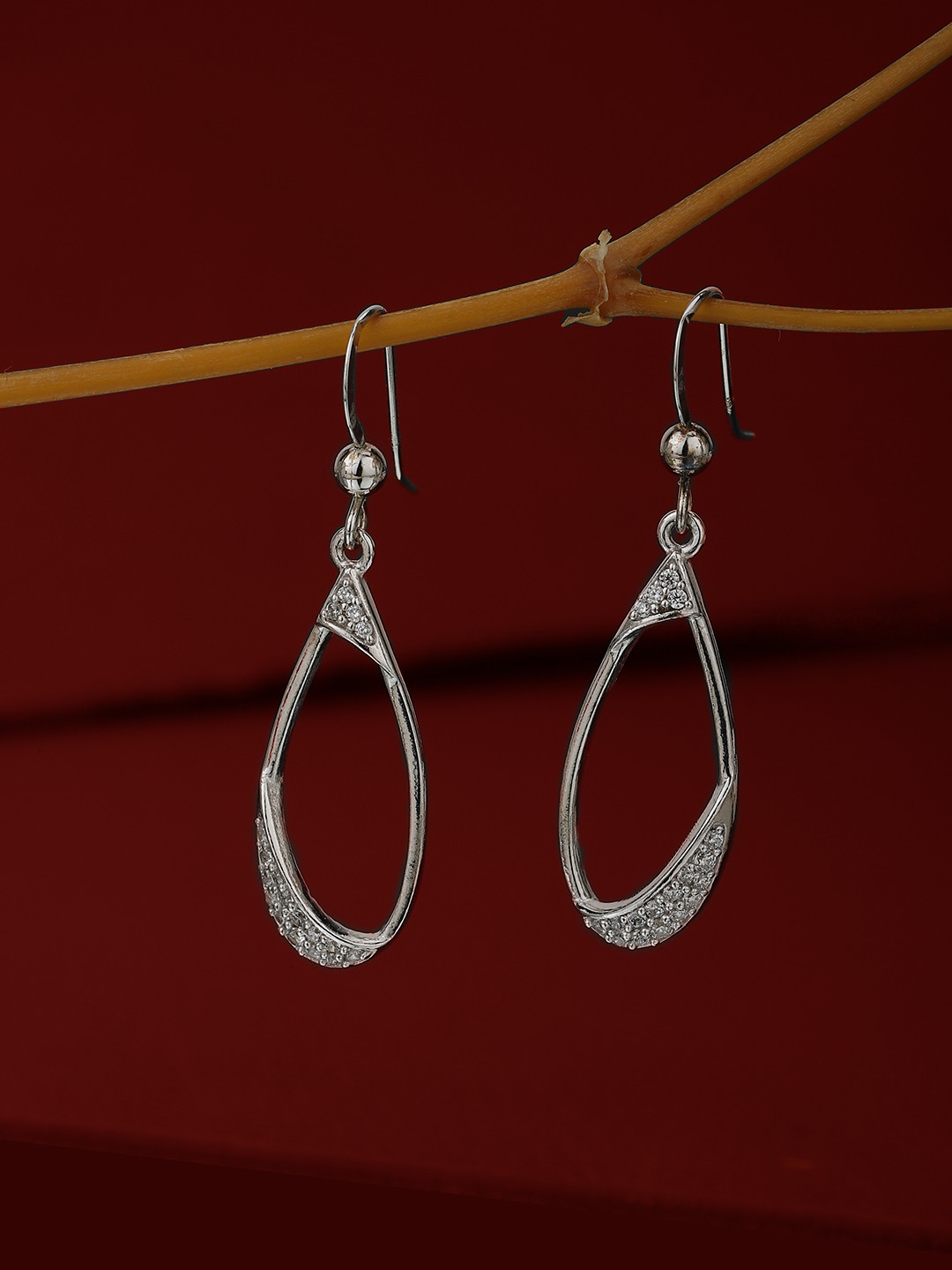 

Carlton London 925 Sterling Silver -Toned Teardrop Shaped Drop Earrings