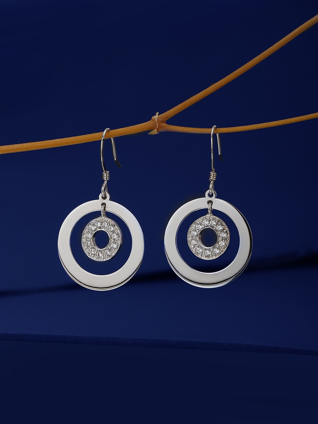 

Carlton London 925 Sterling Silver -Toned Circular Drop Earrings