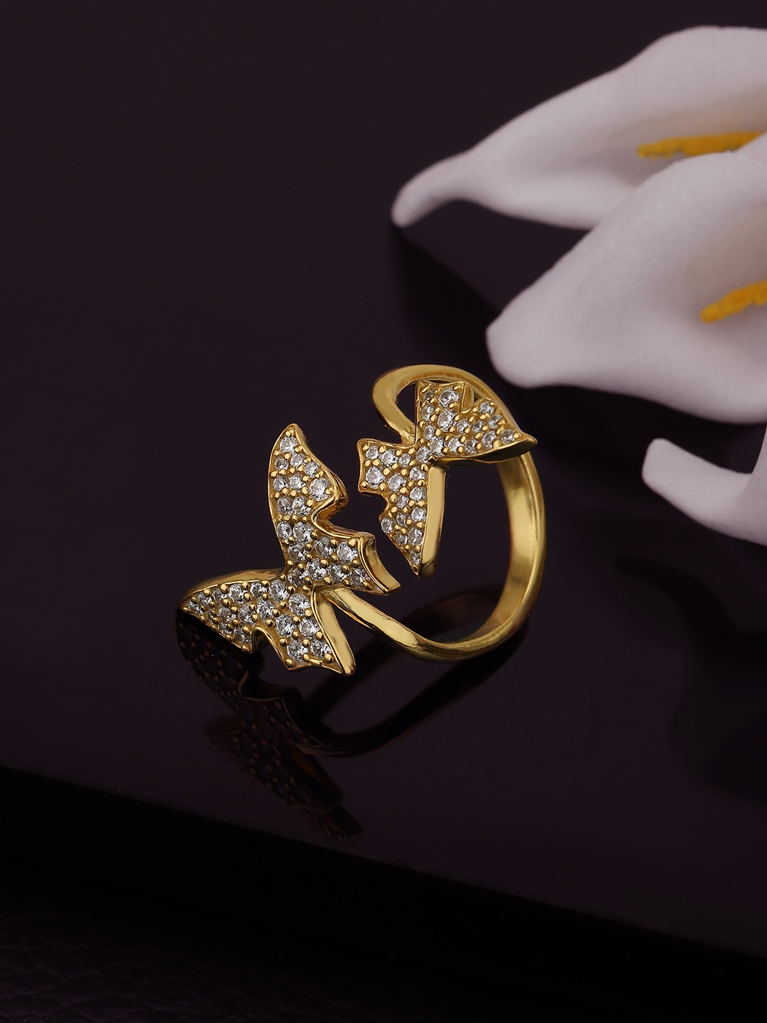 

Carlton London Gold-Plated Cubic Zirconia Studded Handcrafted Finger Ring