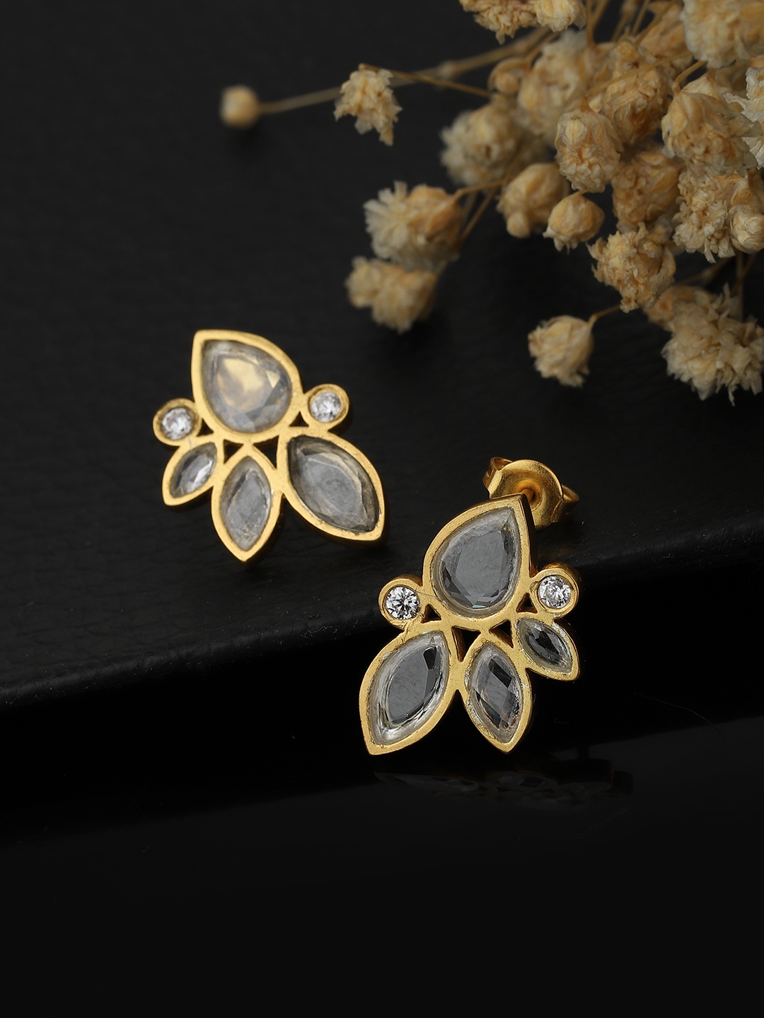 

Carlton London Gold-Toned Floral Studs Earrings