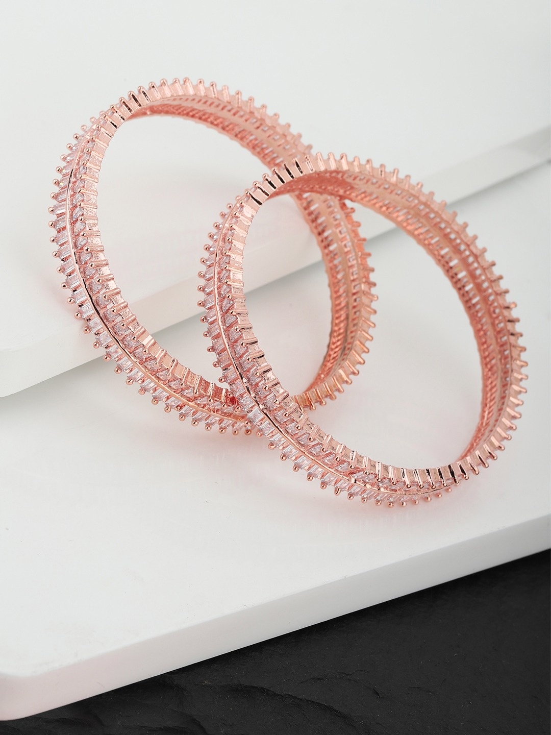 

Carlton London Women Pack Of 2 Rose Gold-Plated Bangle-Style Bracelet
