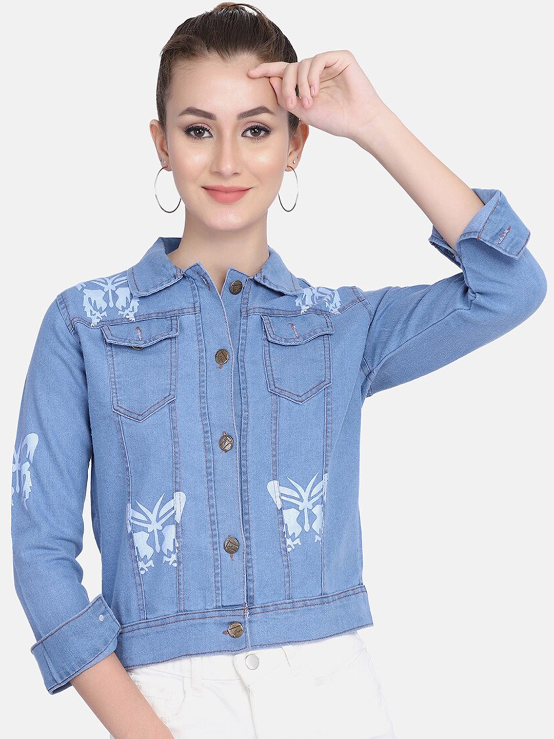 

BUY NEW TREND Women Blue Lightweight Denim Jacket