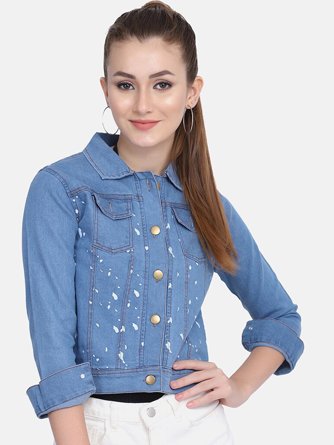 

BUY NEW TREND Women Blue Lightweight Denim Jacket