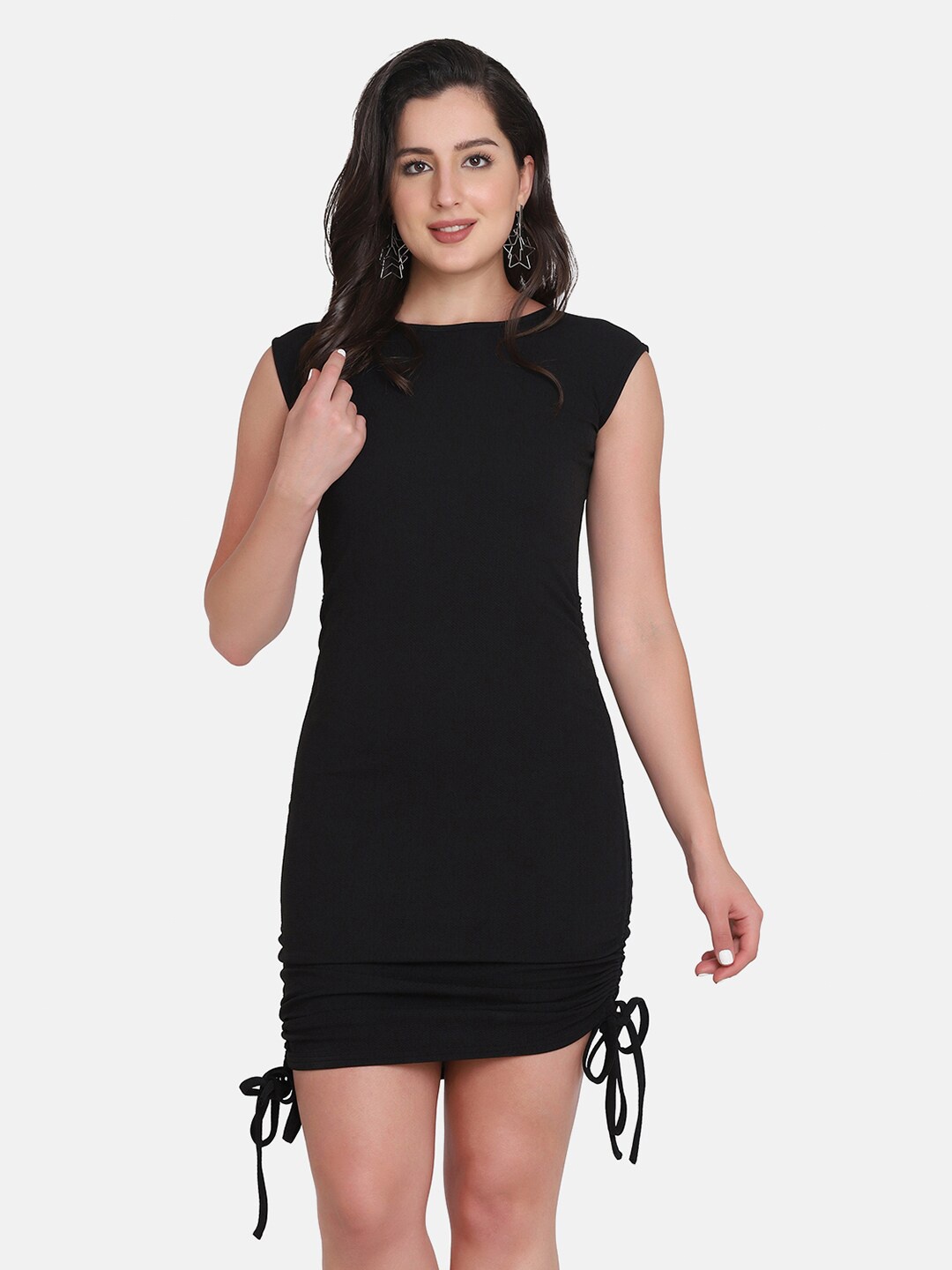 

BUY NEW TREND Women Black Solid Bodycon Cotton Dress