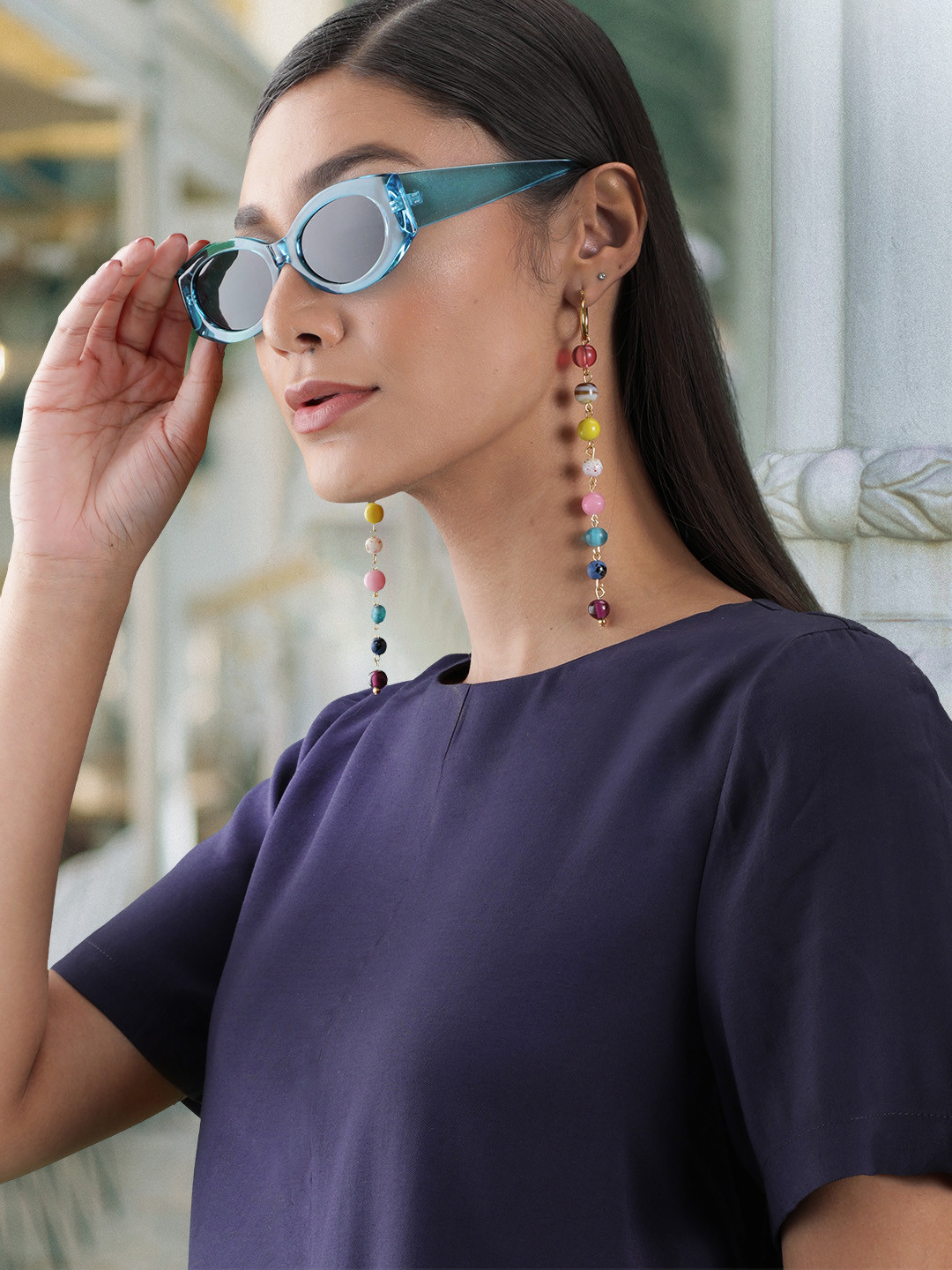 

MANGO Women Blue Lens & Blue Oval Sunglasses with UV Protected Lens 27015773