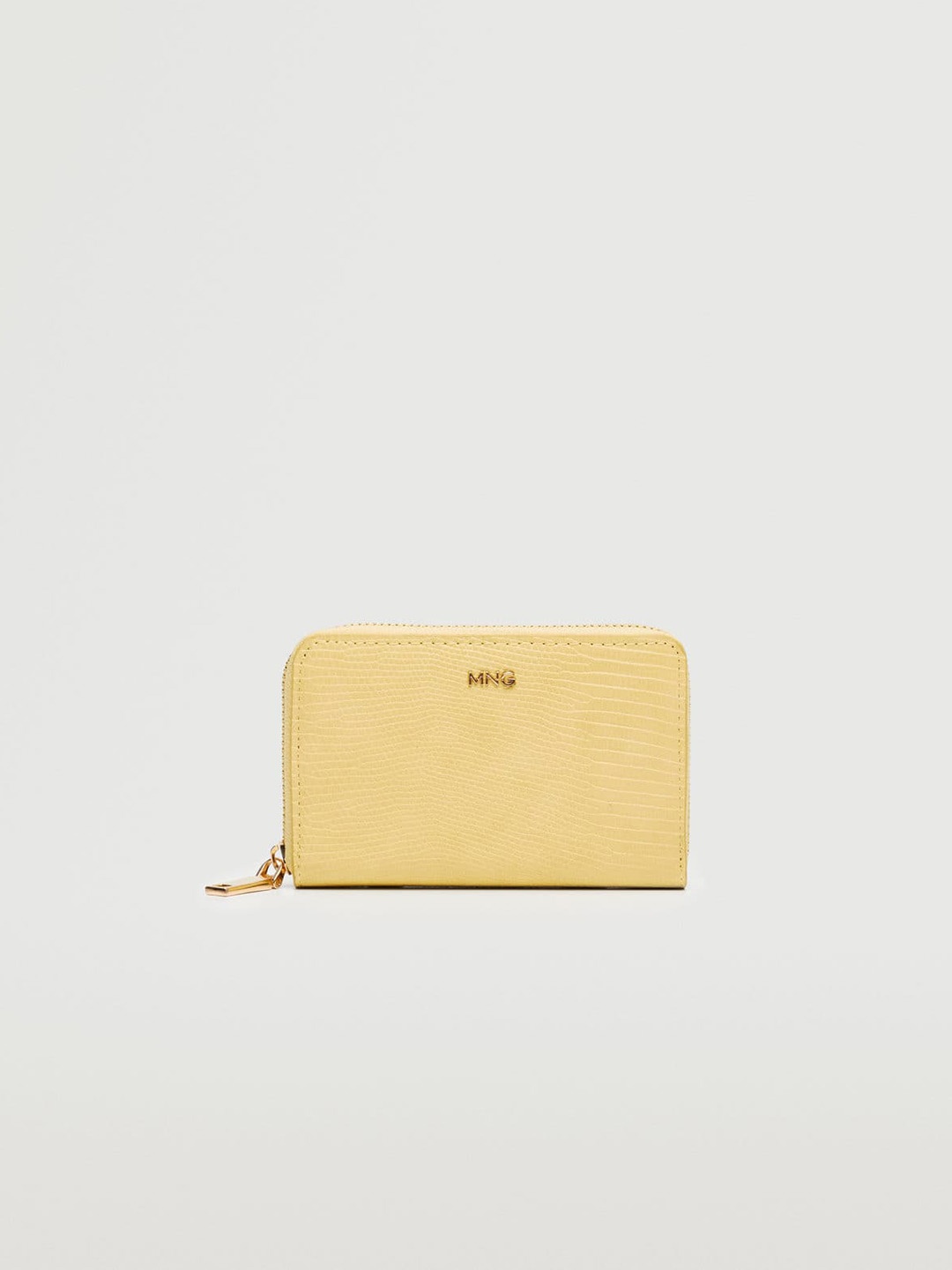 

MANGO Women Yellow Snakeskin Textured Zip Around Wallet