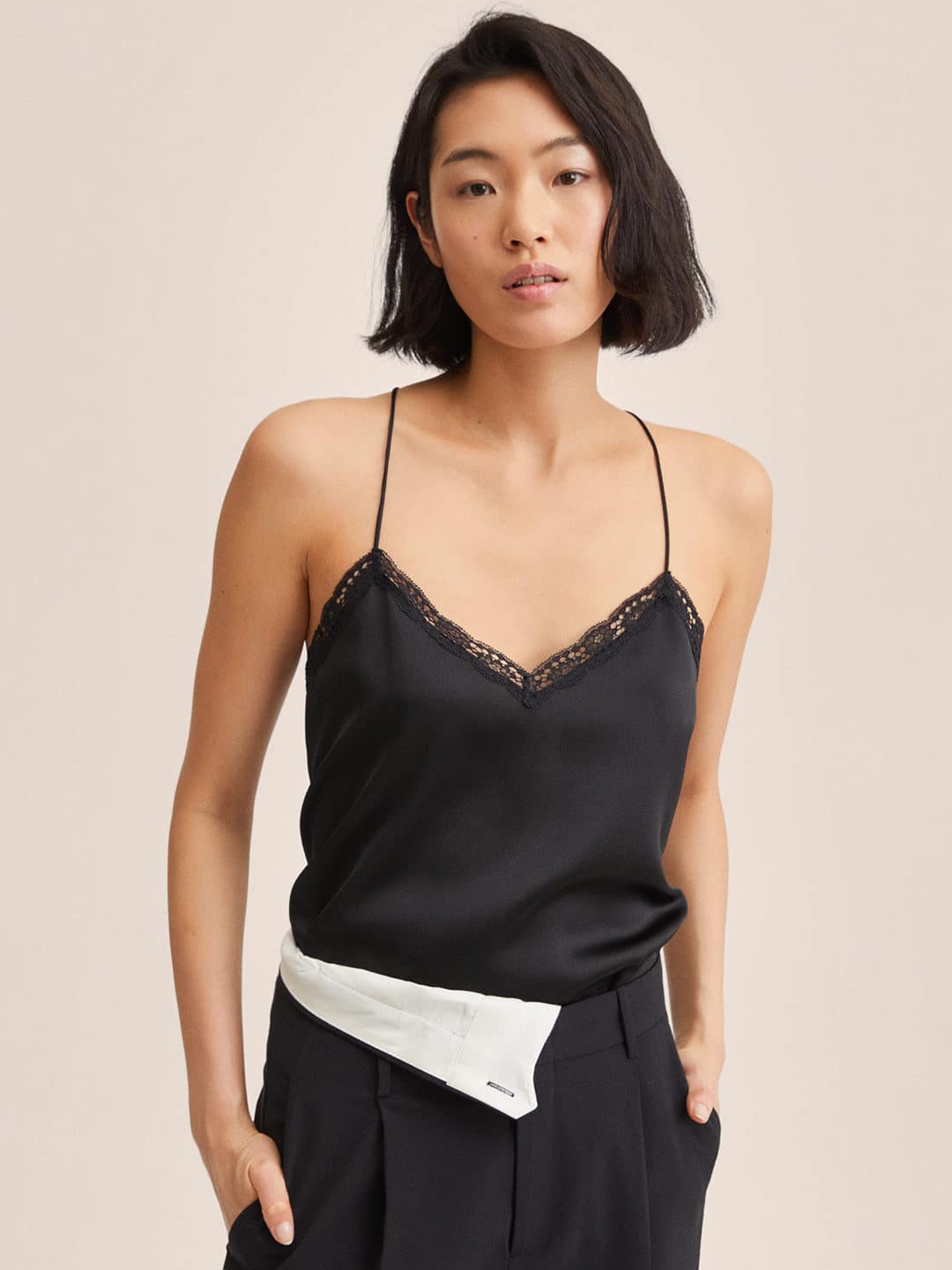 

MANGO Black Solid Top
