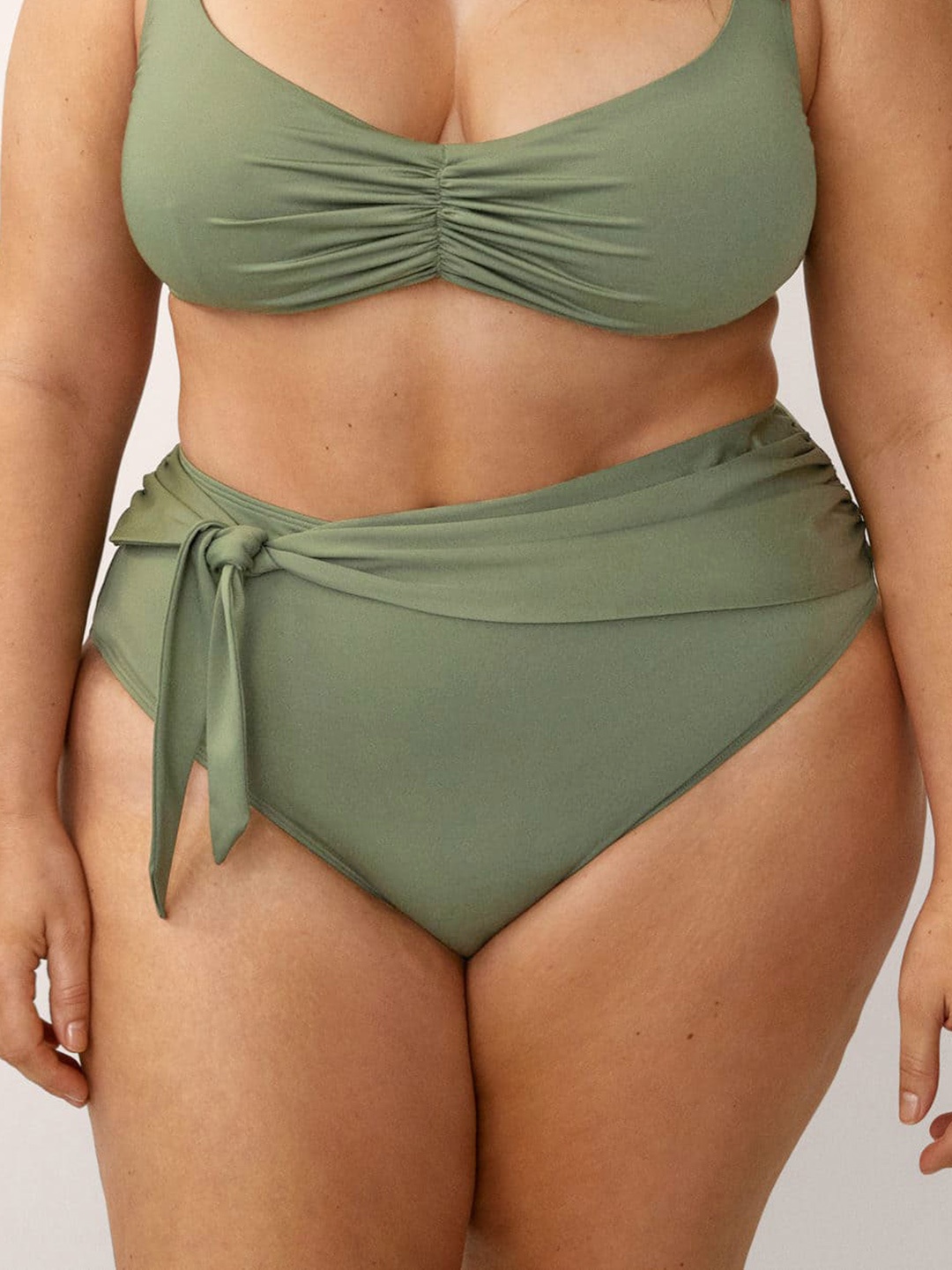 

MANGO Women Olive Green High-Rise Solid Bikini Briefs