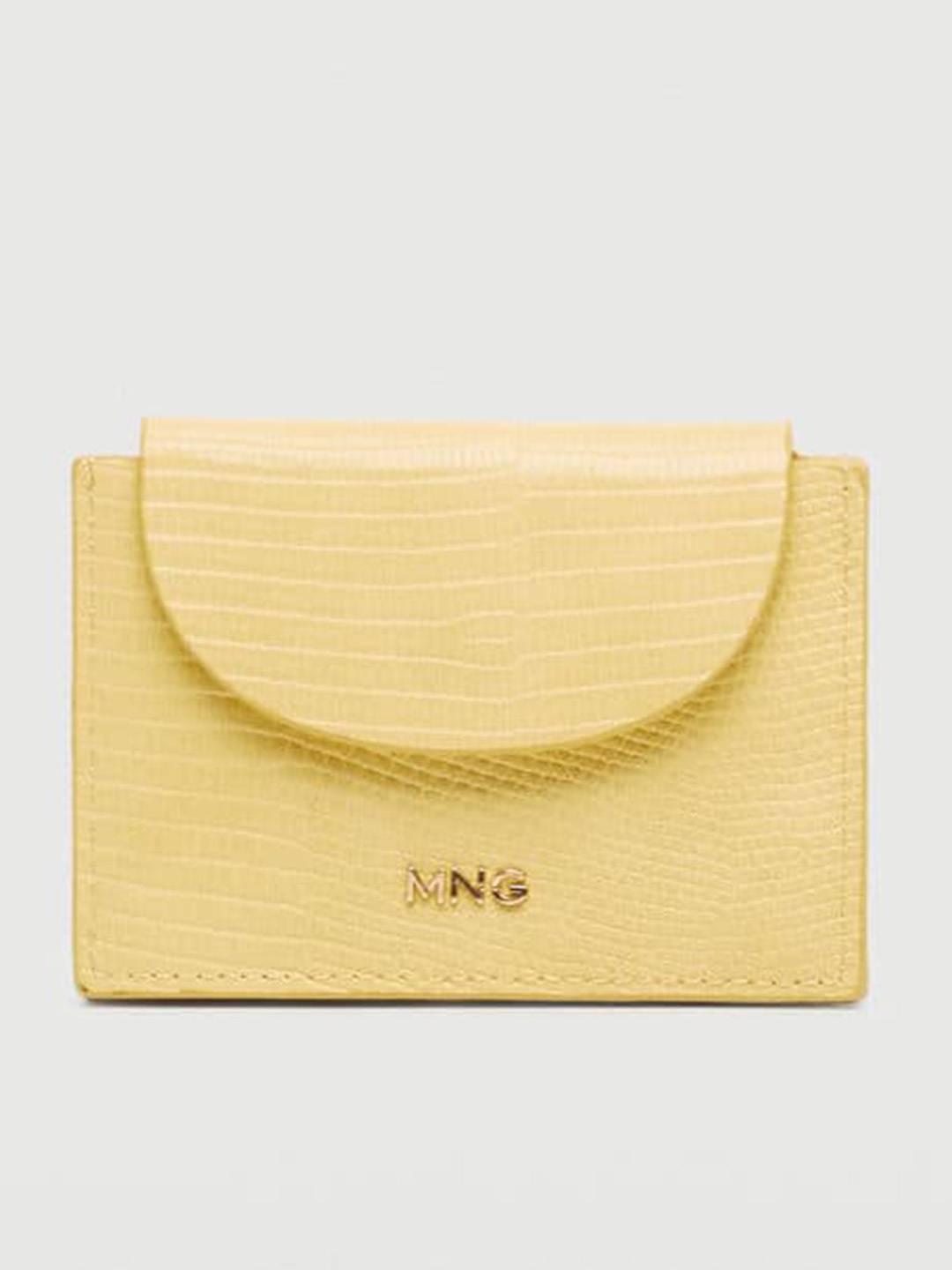 

MANGO Women Yellow Textured Envelope Wallet