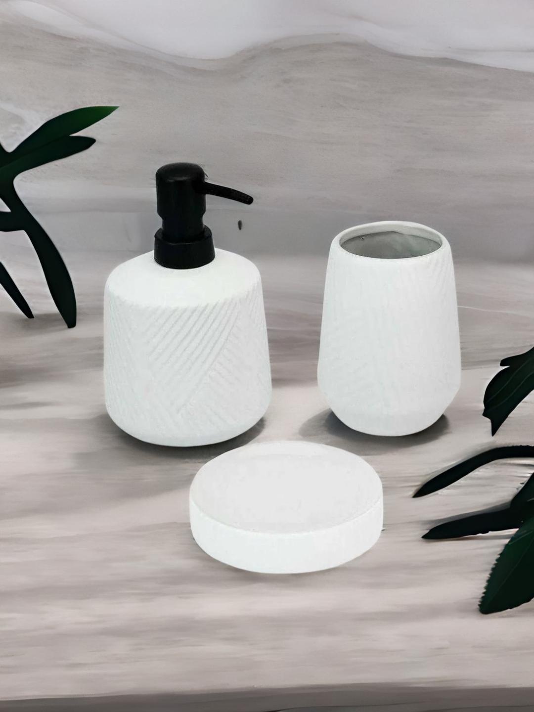 

Athome by Nilkamal Set Of 3 White Ceramic Bath Accessories