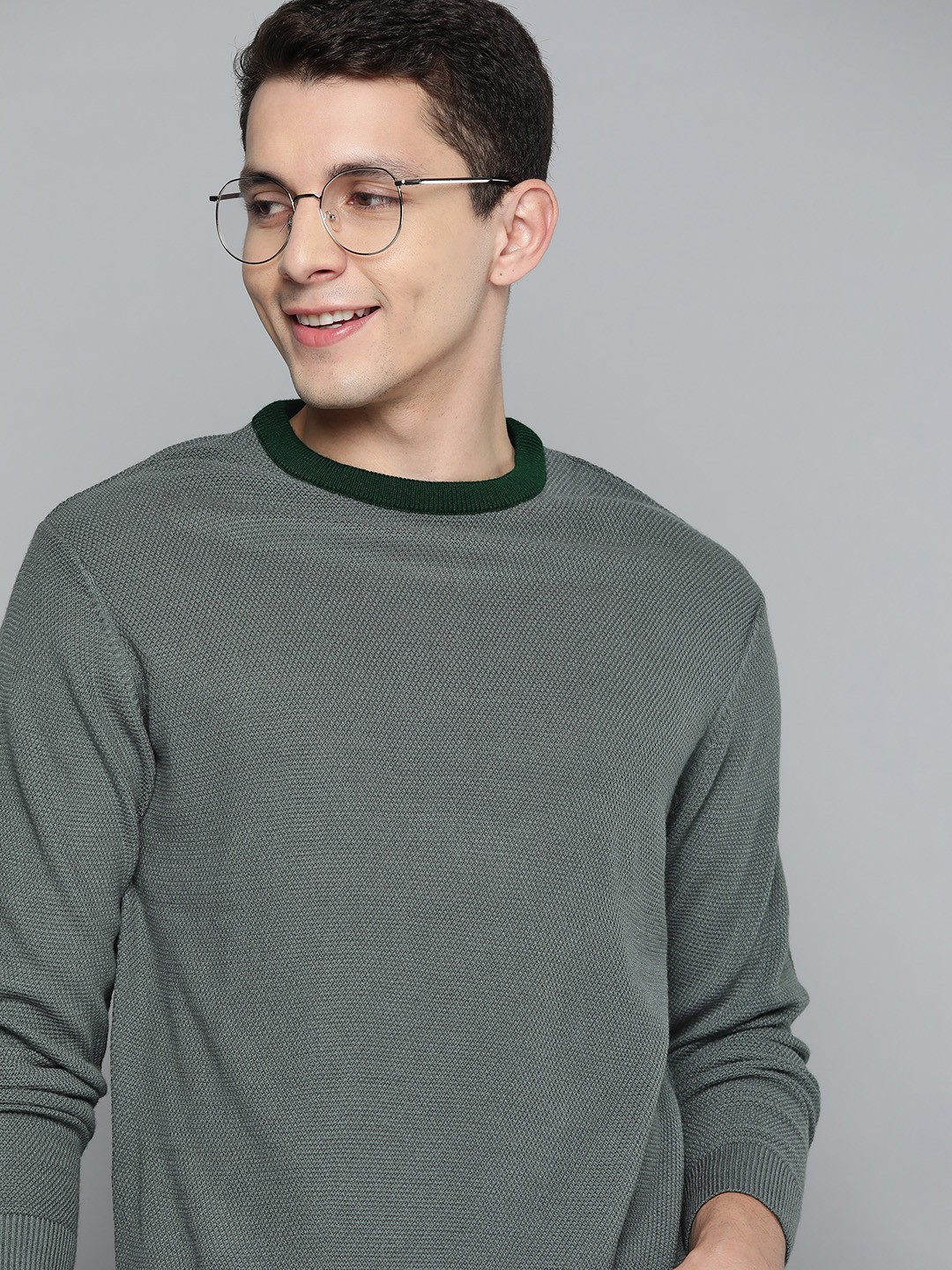 

Mast & Harbour Men Acrylic Crew Neck Pullover, Grey