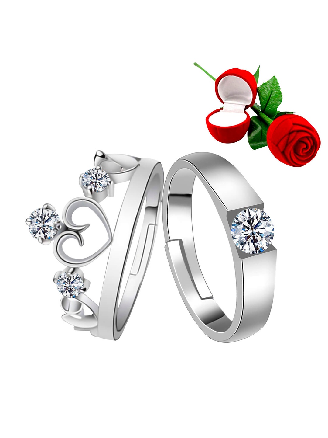 

Silver Shine Silver-Plated Set of 2 Couple Rings