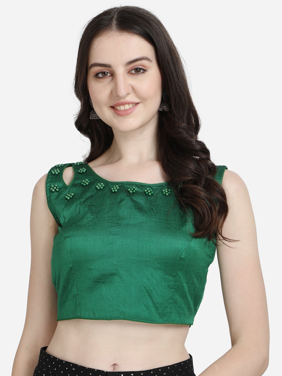 

Mesmore Women Green Embroidered Saree Blouse