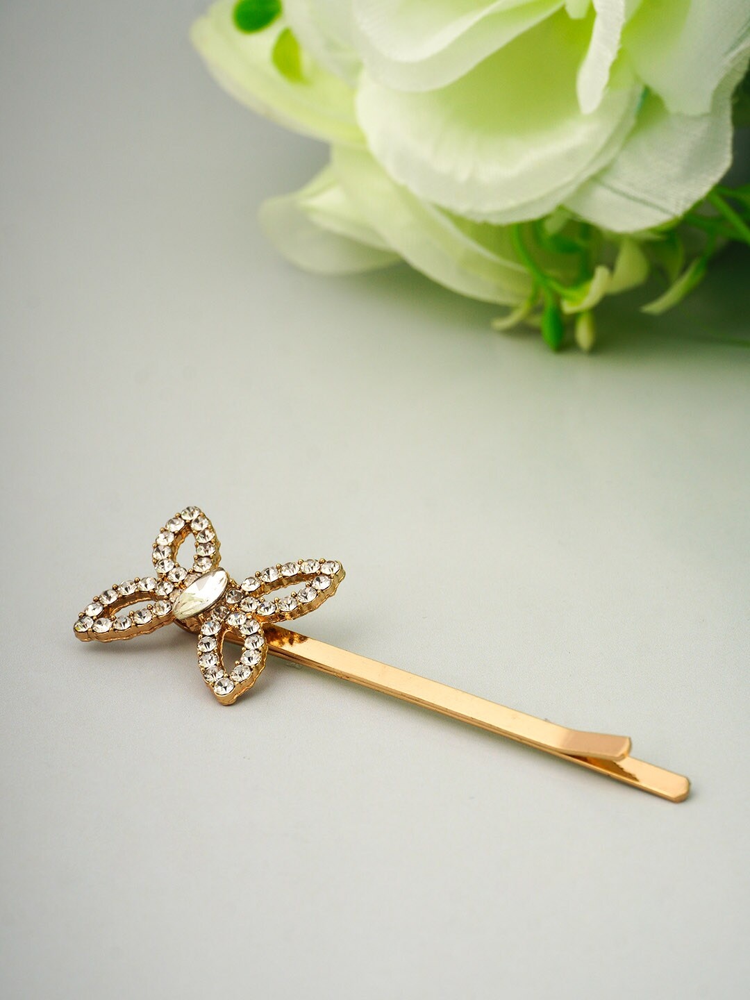 

Ferosh Women Gold-Toned & White Embellished Bobby Pins