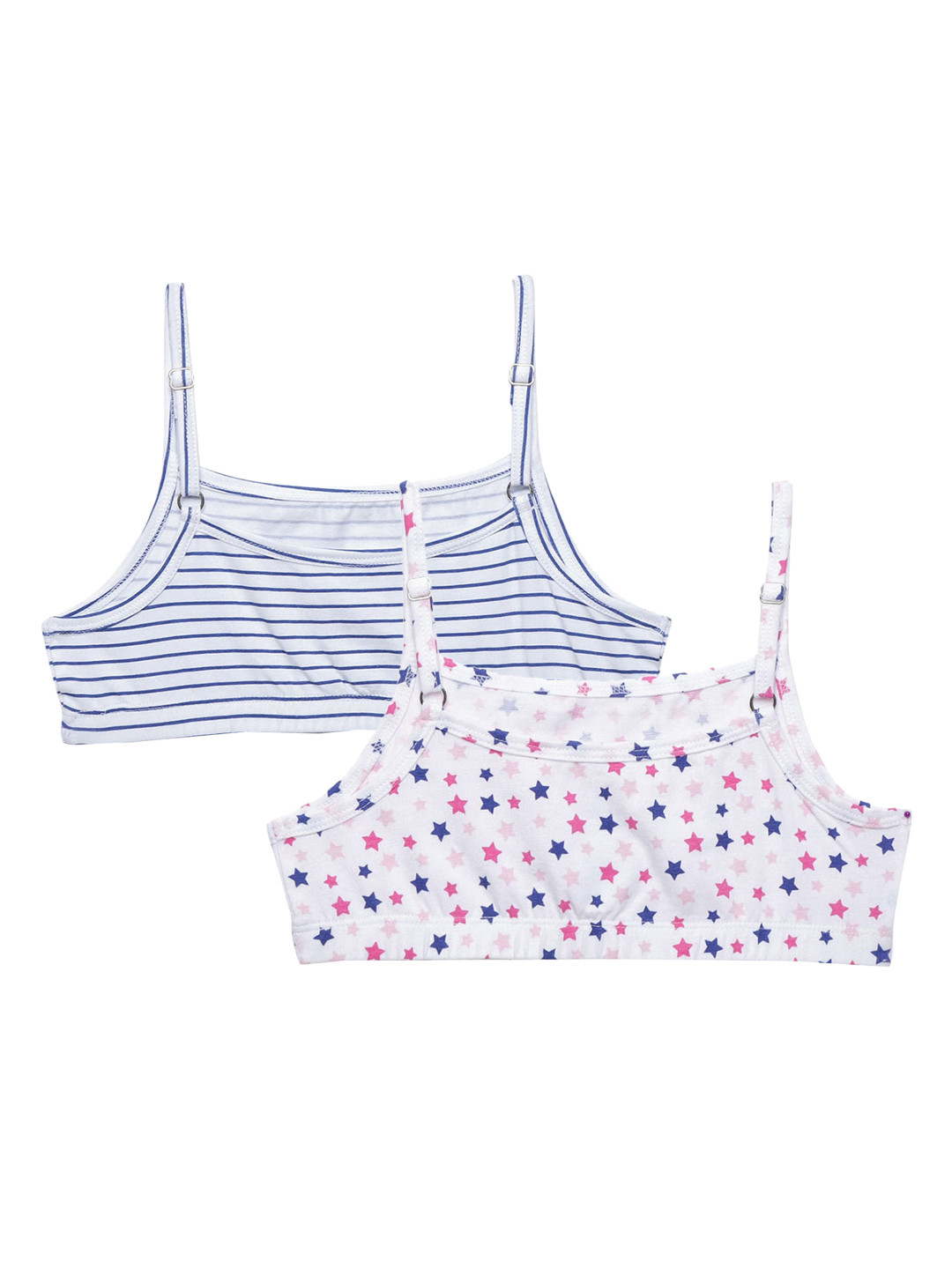 

Hopscotch Girls Pack of 2 White & Blue Graphic Printed Cotton Beginners Bra