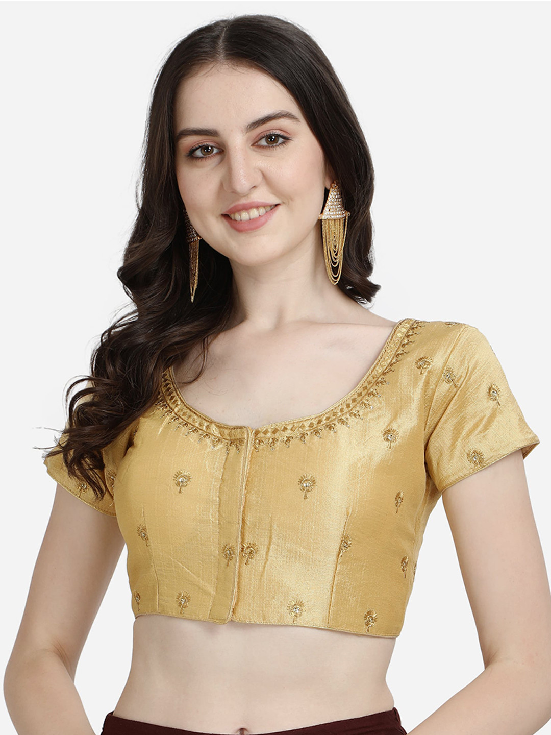 

Mesmore Women Beige Embroidered Saree Blouse