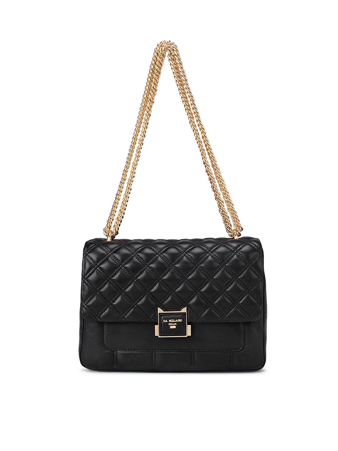 

Da Milano Black Quilted Leather Structured Shoulder Bag