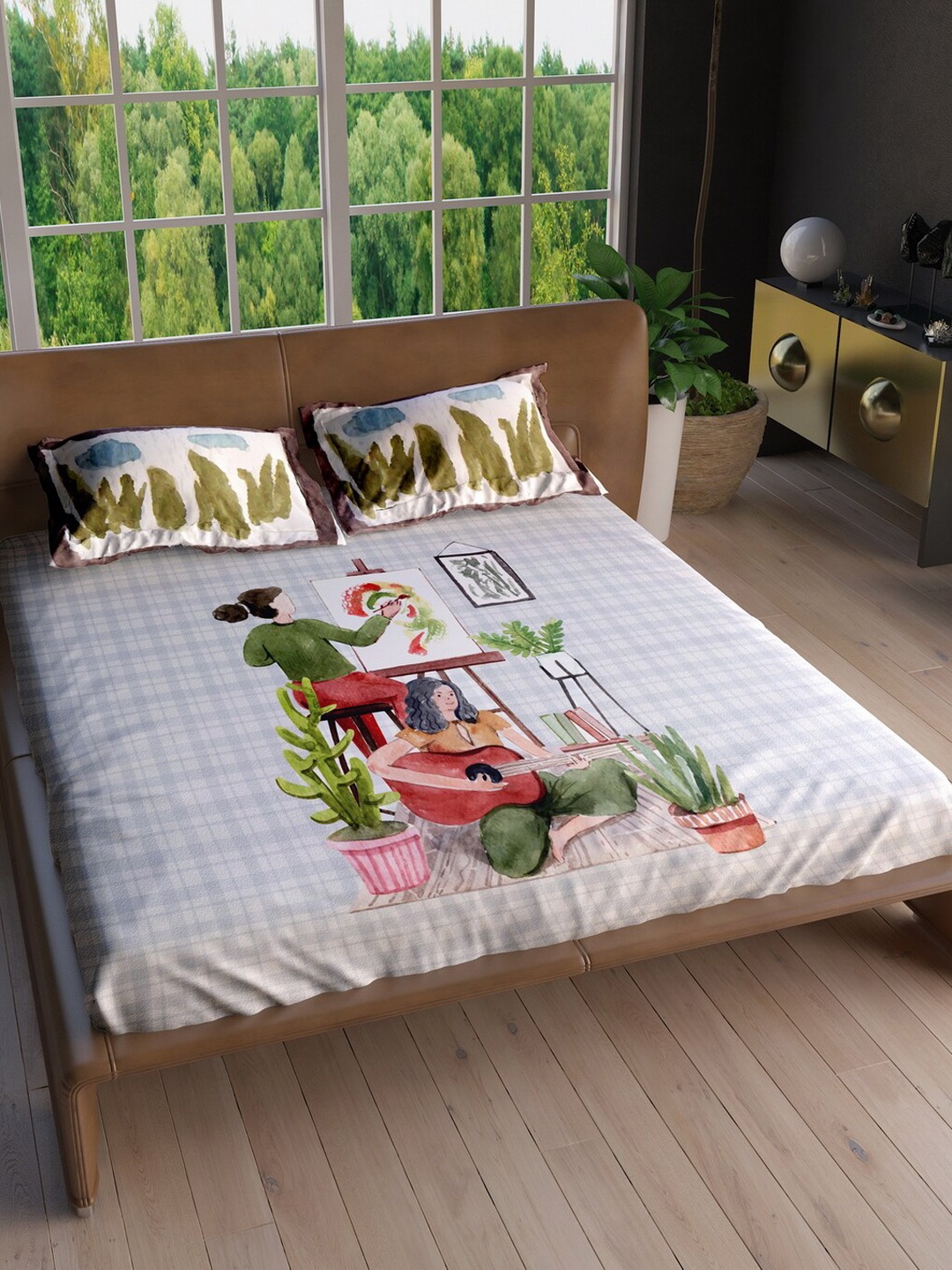 

LABHAM Lime Green 220 TC King Bedsheet with 2 Pillow Covers