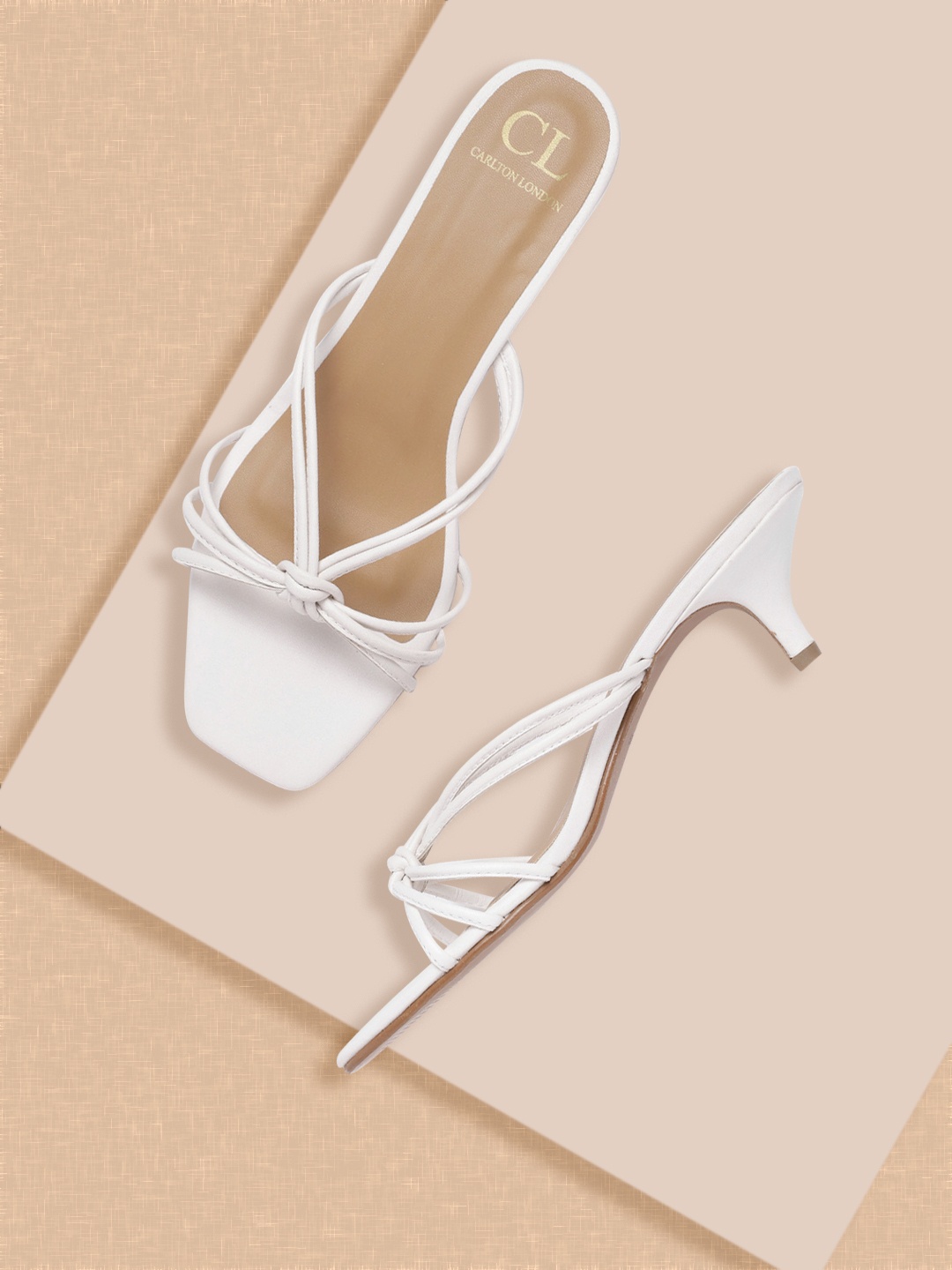 

Carlton London Women White Solid Kitten Heels with Knot Detail