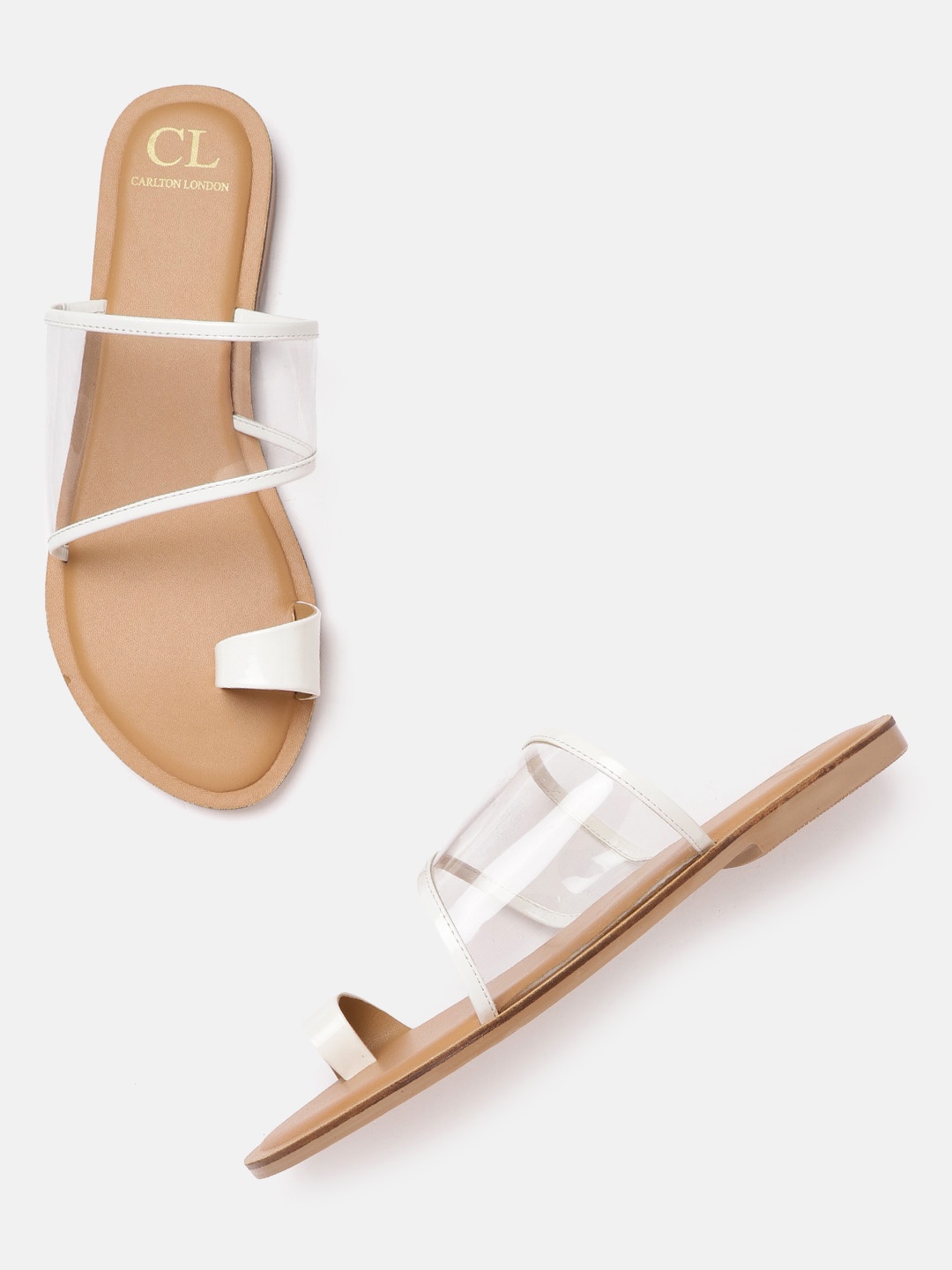 

Carlton London Women White & Transparent Solid One Toe Flats