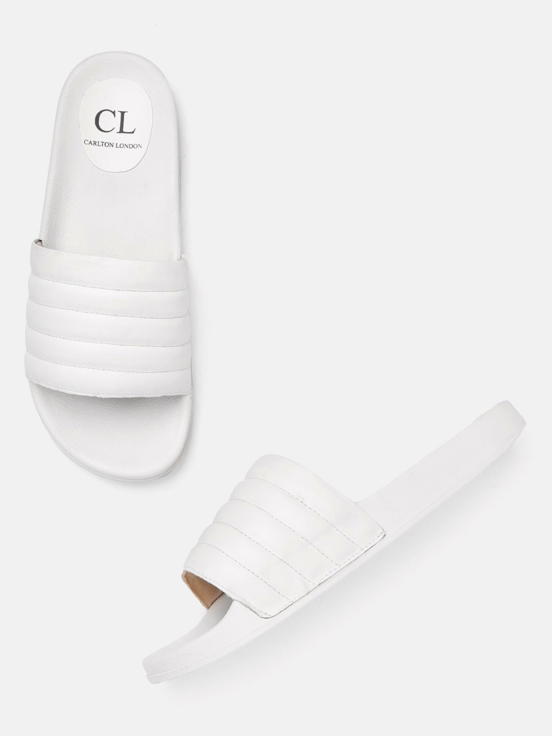 

Carlton London Women White Quilted Sliders