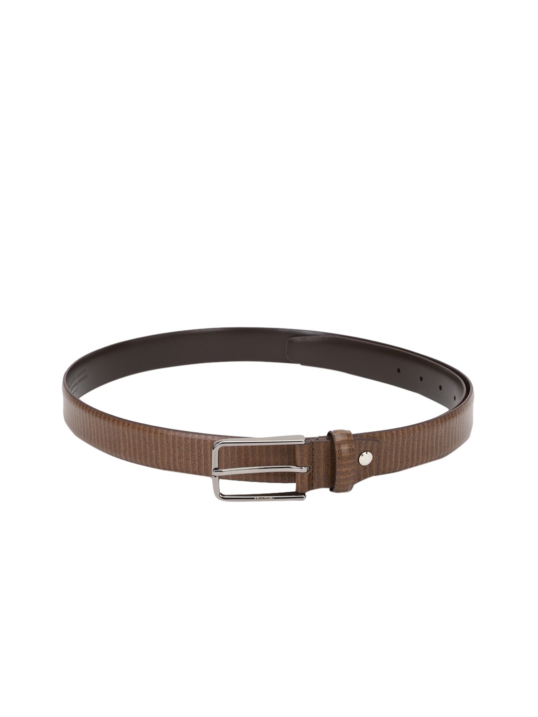 

Allen Solly Men Brown Striped Leather Belt