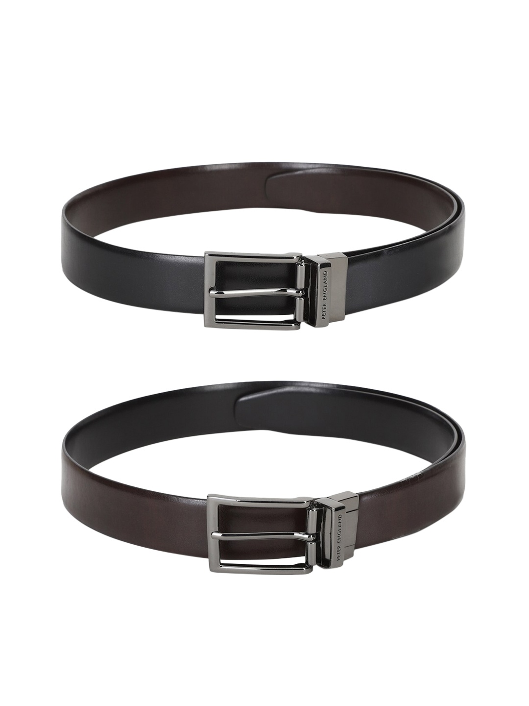 

Peter England Men Black PU Formal Belt Secured with Tang