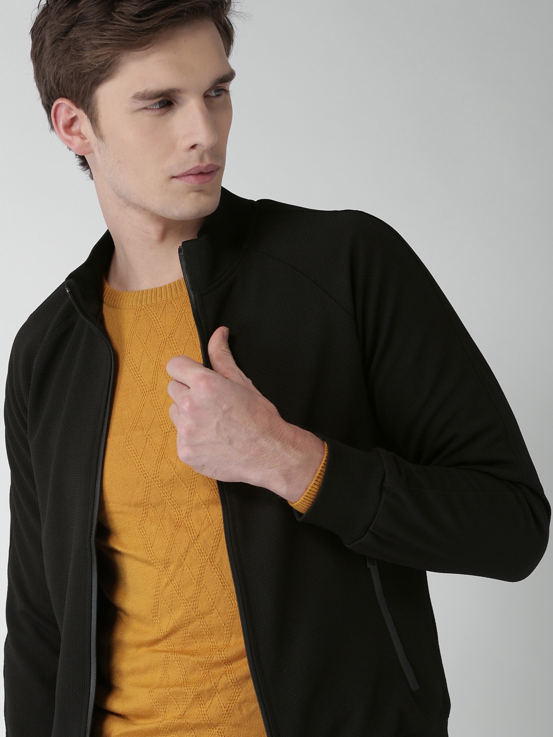 

INVICTUS Men Black Solid Jacket