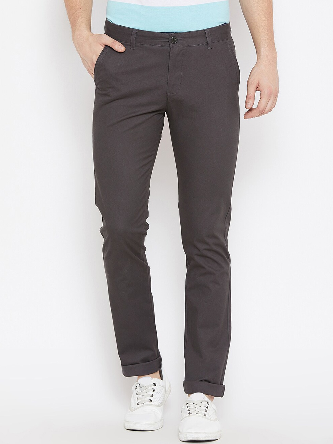 

Duke Men Grey Slim Fit Trousers