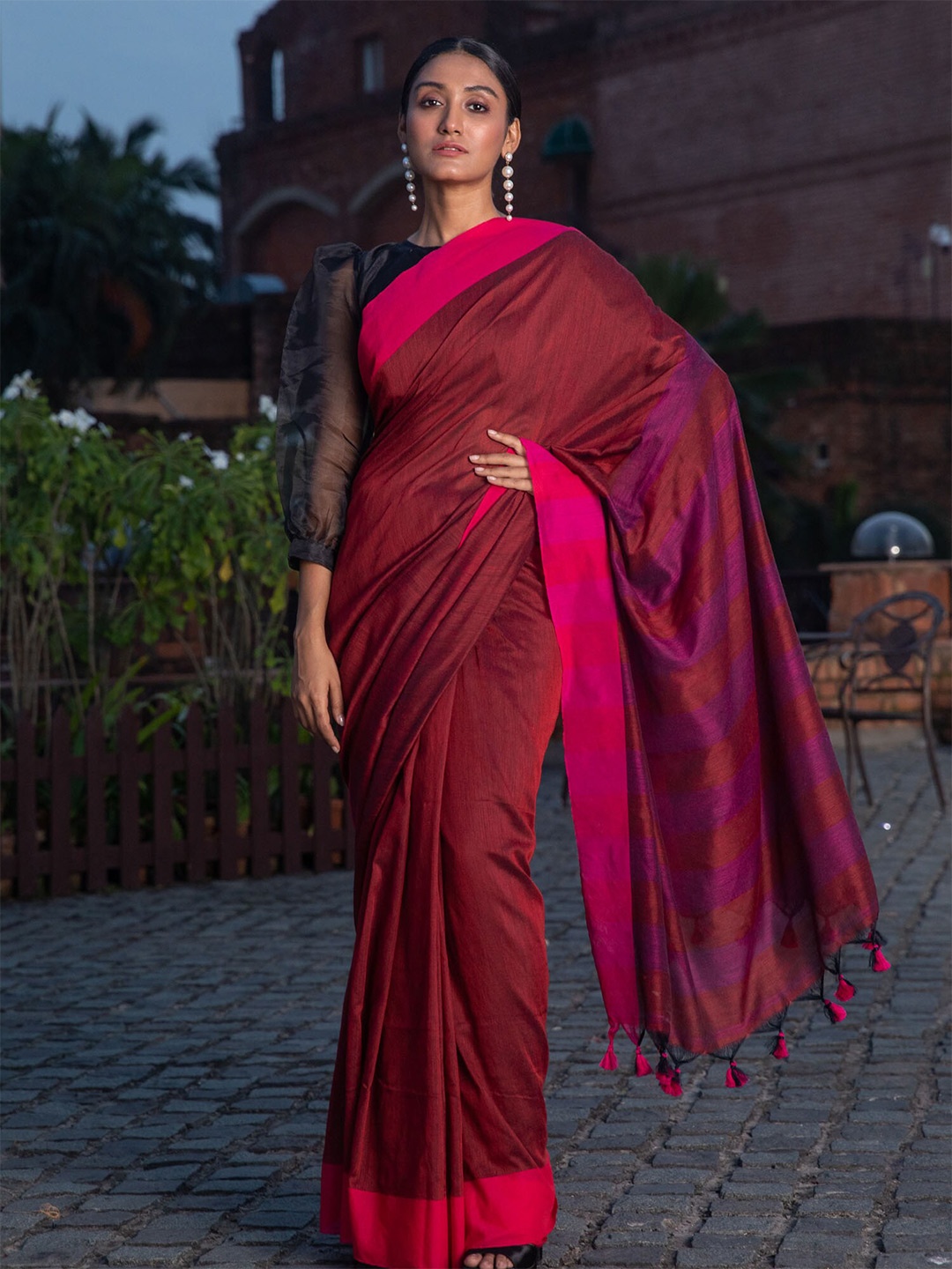 

BEATITUDE Purple Pure Cotton Saree