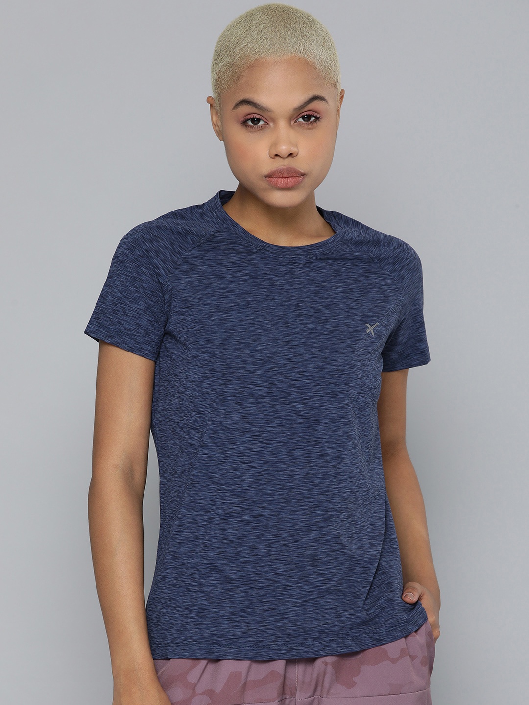 

HRX by Hrithik Roshan Women Navy Blue Solid Rapid-Dry Running T-shirt