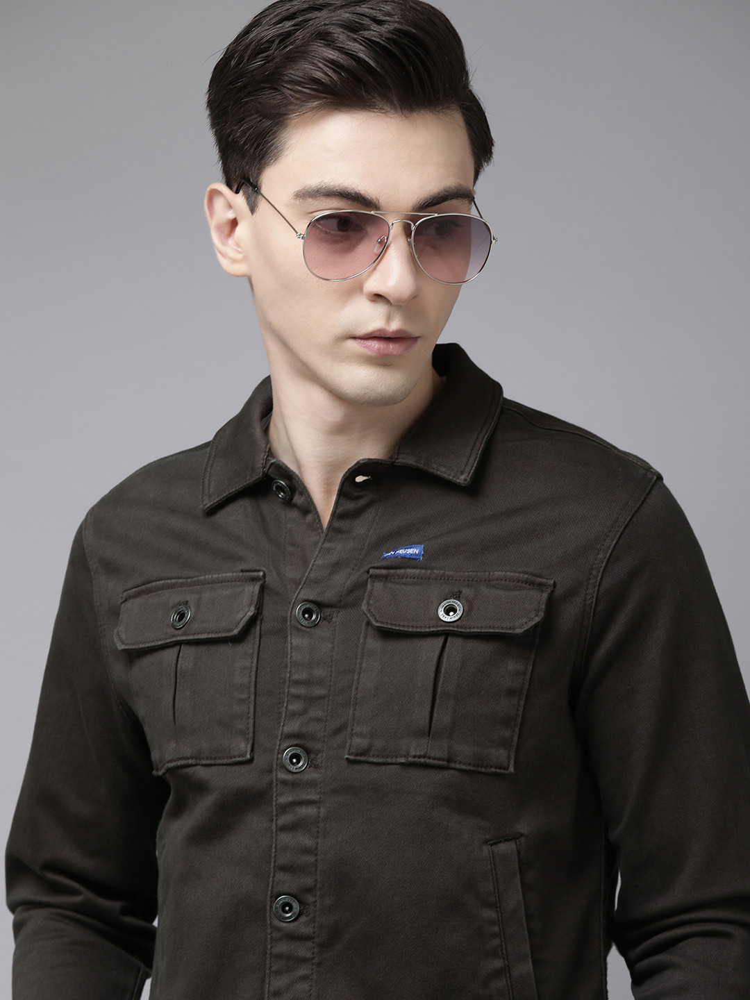 

VAN HEUSEN DENIM LABS Men Solid Denim Jacket, Brown