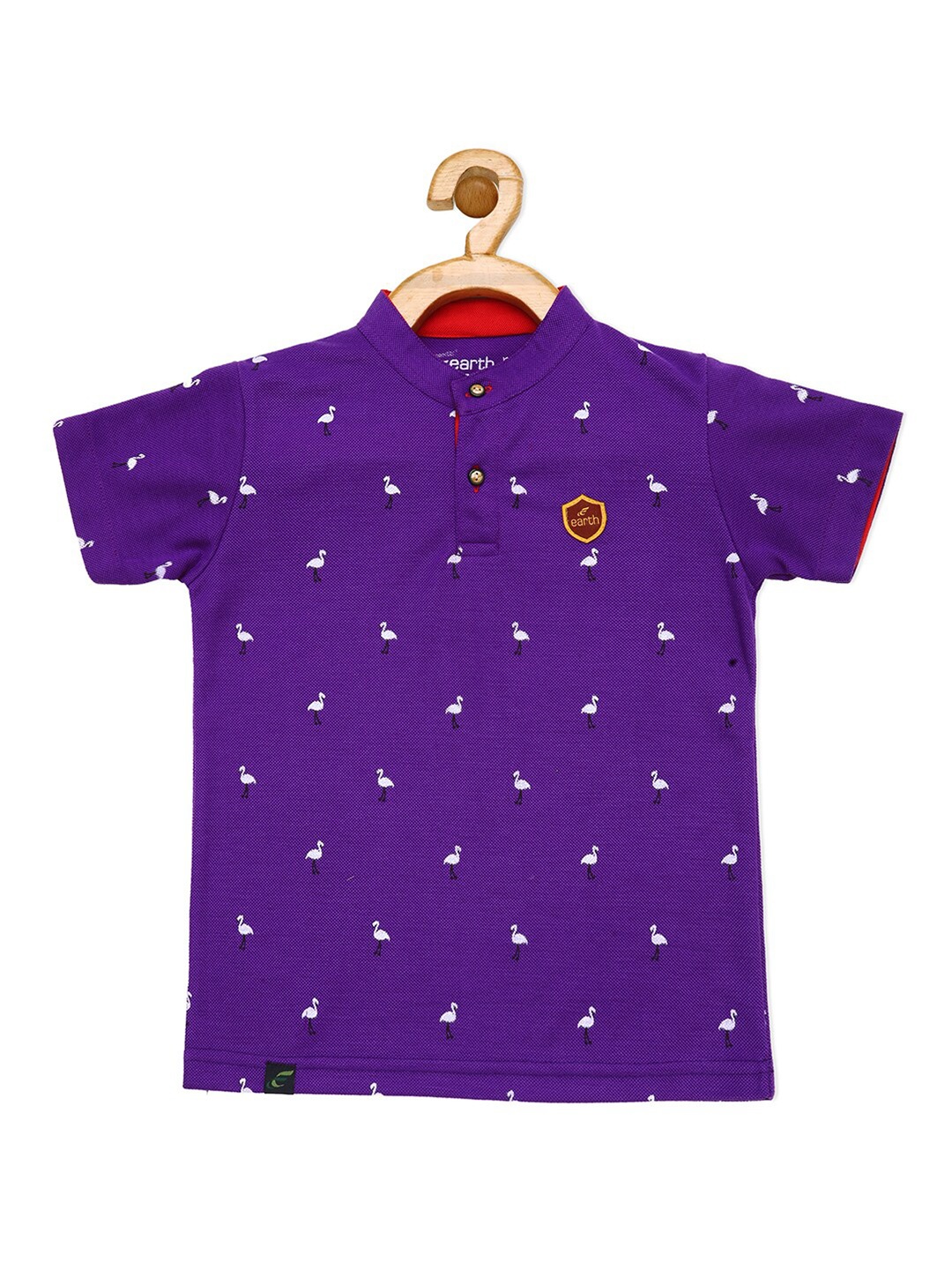

earth conscious Boys Purple Printed Polo Collar Pure Cotton T-shirt