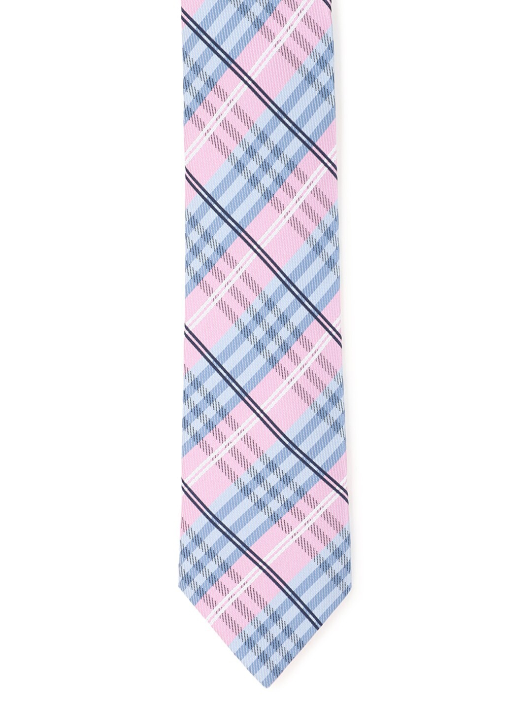 

Allen Solly Men Blue & Pink Checked Skinny Formal Tie