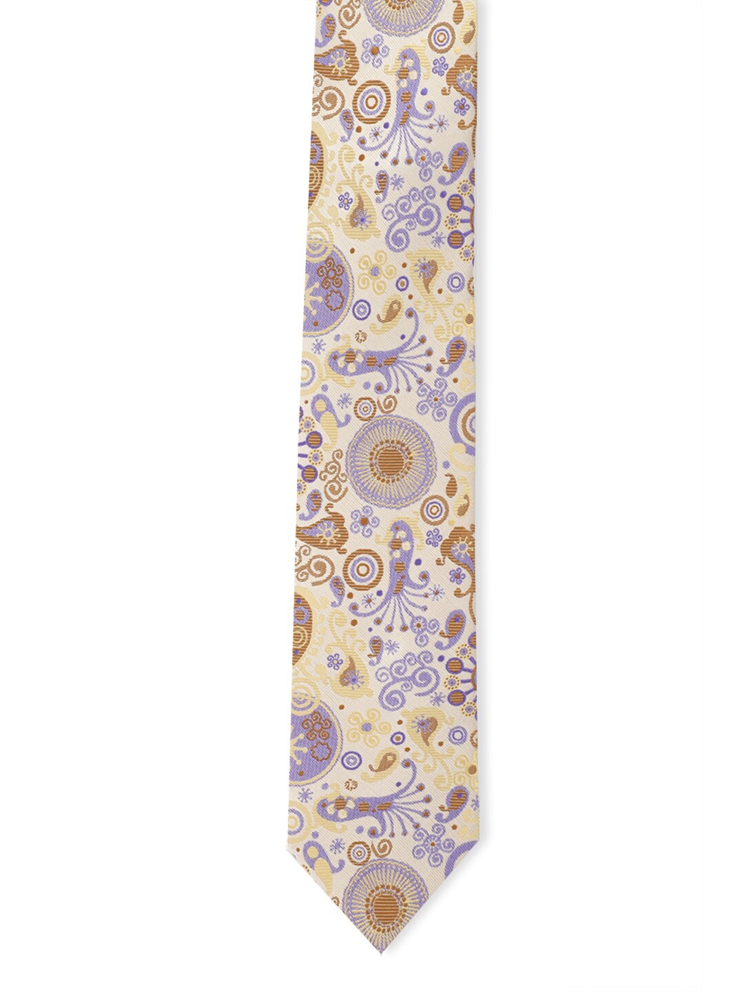 

Allen Solly Men Brown & Purple Printed Skinny Tie