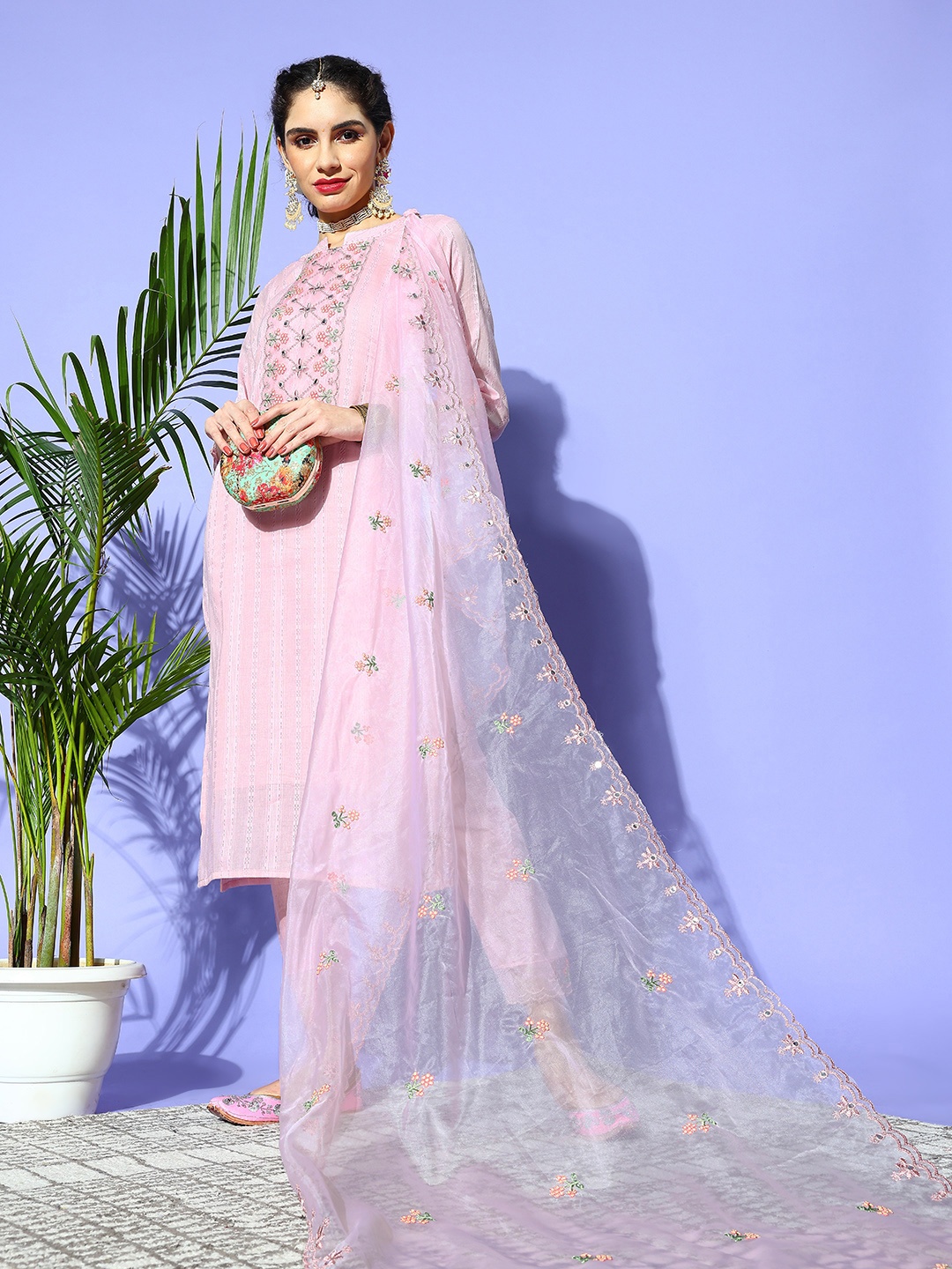 

Indo Era Women Pink Cotton Blend Pakistani Suit Kurta Set