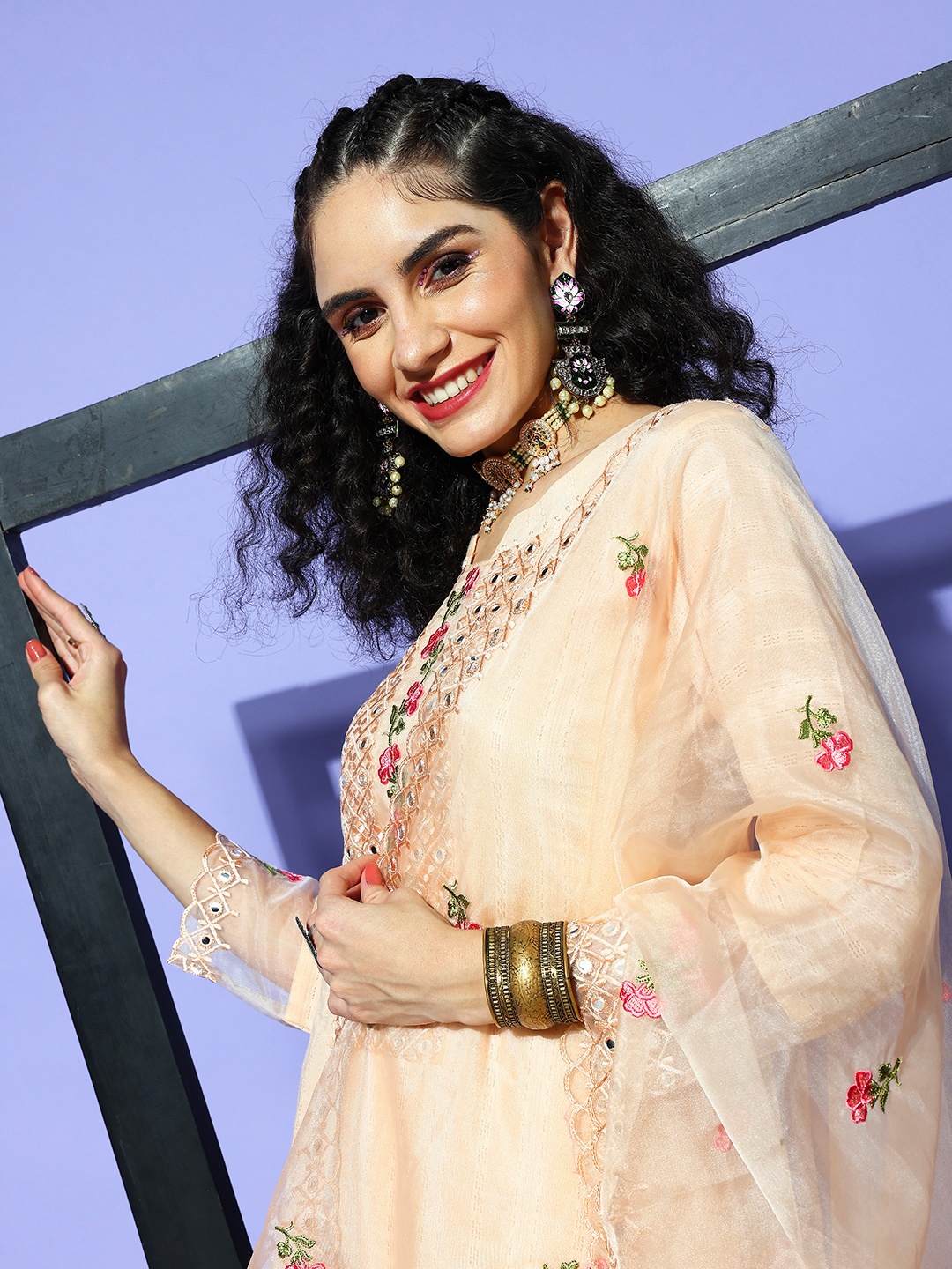 

Indo Era Women Beige Cotton Blend Pakistani Suit Kurta Set