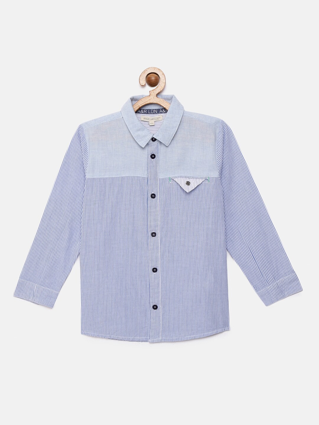 

Angel & Rocket Boys Blue Premium Striped Cotton Casual Shirt