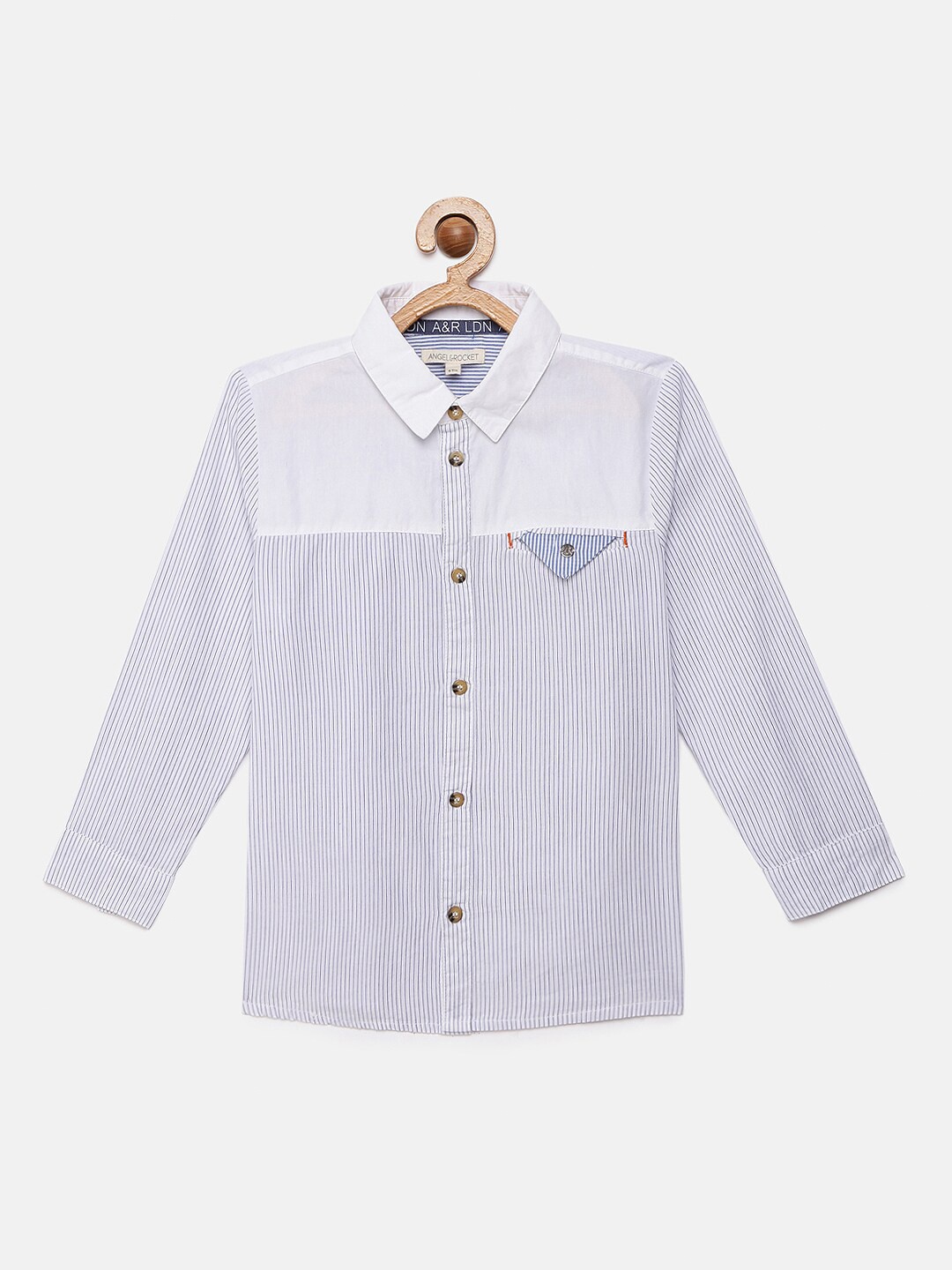 

Angel & Rocket Boys White & Blue Striped Casual Shirt