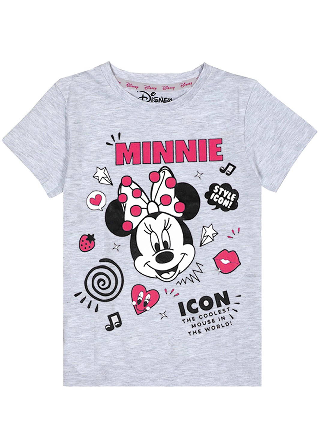

KINSEY Girls Grey Minnie Mouse Printed Pure Cotton T-shirt