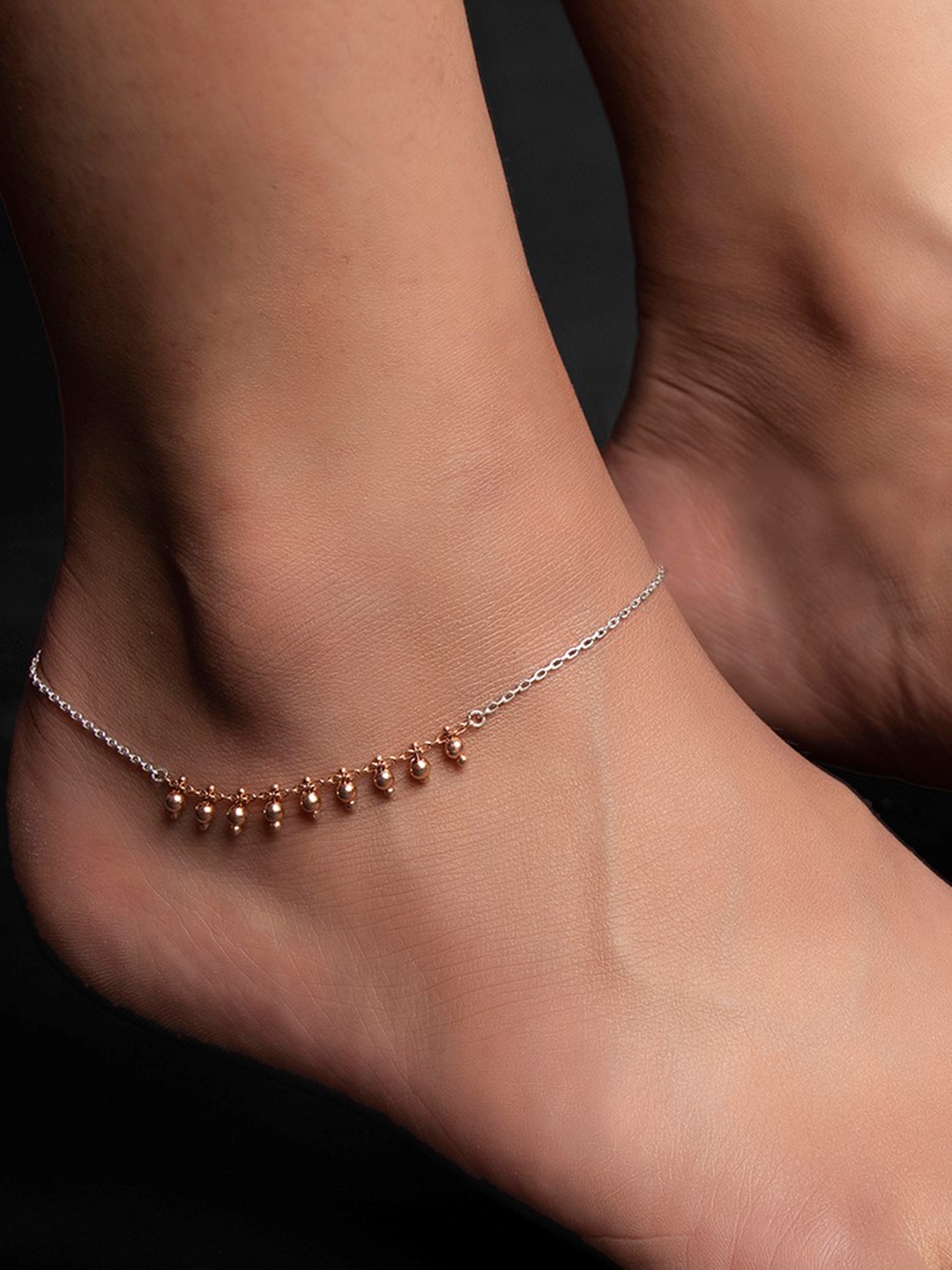 

Zavya Women Silver-Toned & Rose Gold Plated 925 Sterling Silver Anklet