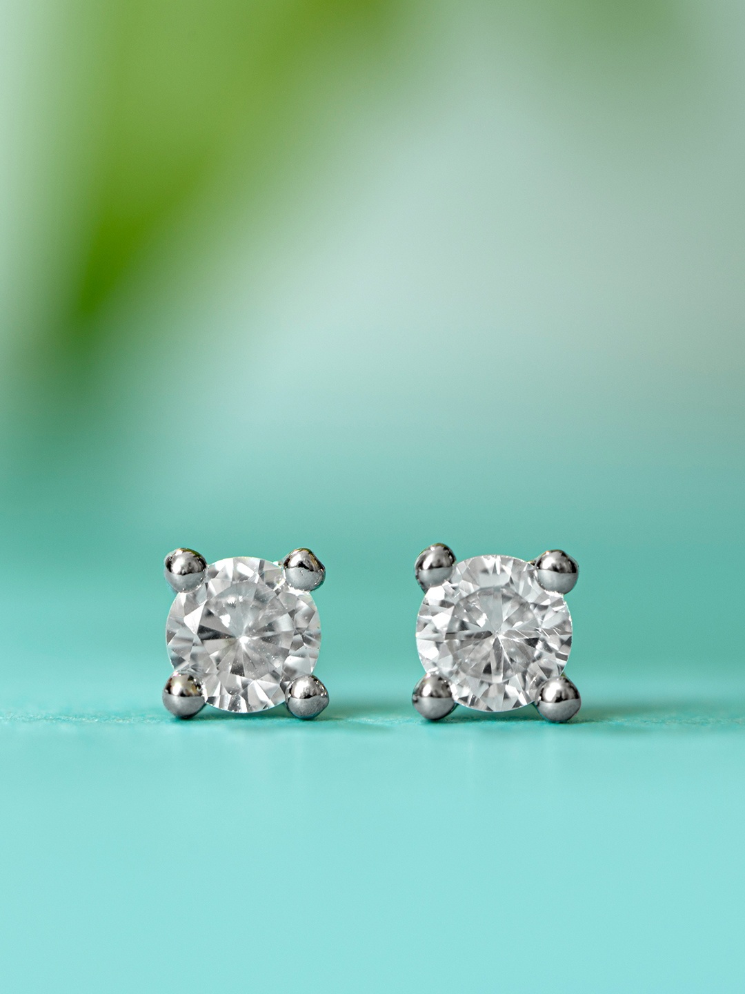 

Zavya Minimal 925 Sterling Silver Rhodium-Plated Circular CZ Studded Earrings