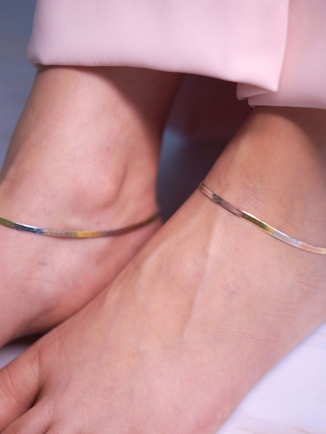 

Zavya Set of 2 Rose Gold-Plated 925 Sterling Silver Anklets
