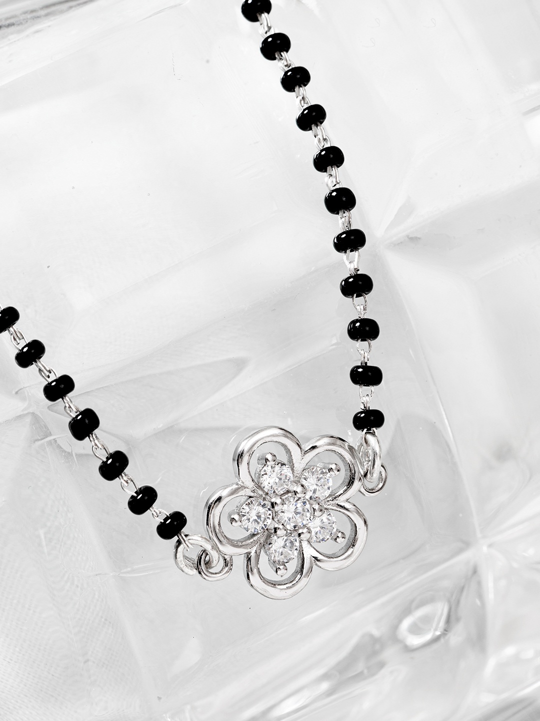 

Zavya 925 Sterling Silver Rhodium-Plated Crystals Mangalsutra